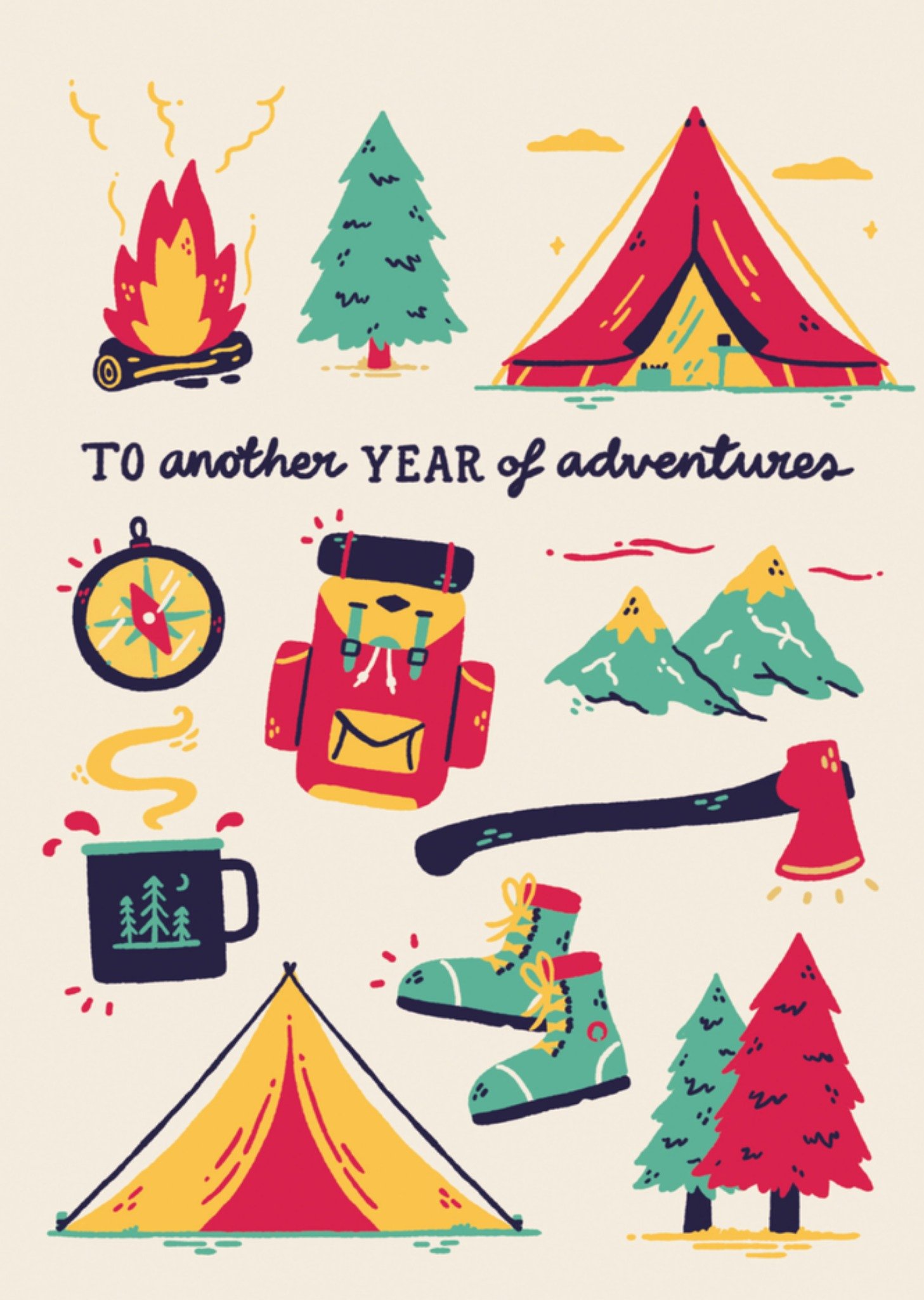 Verjaardagskaart kamperen Kaart Sadler Jones