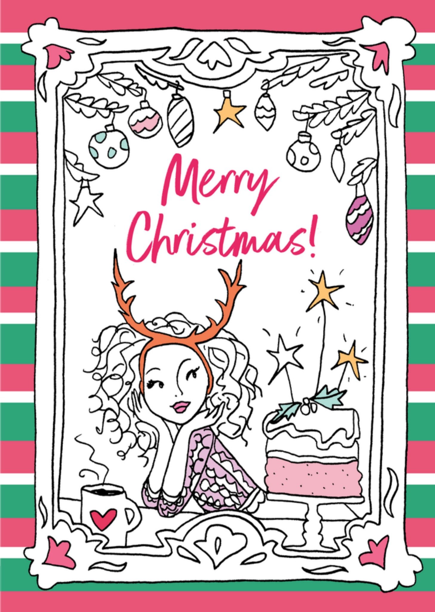 Kerstkaart Kleurplaat Merry Christmas! Jill