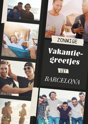 Zonnige Vakantiegroetjes Uit Barcelona Filmstrip Collage Foto Upload Kaart