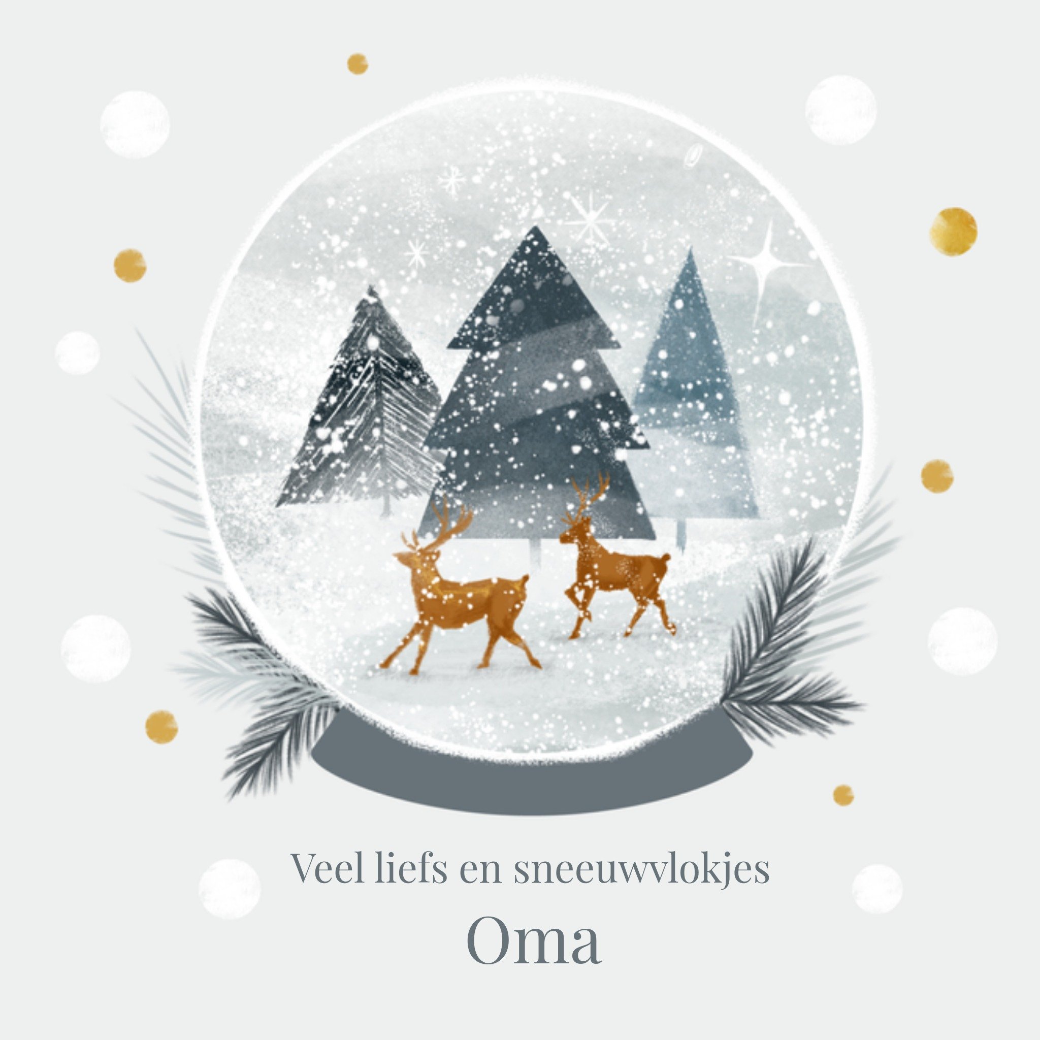 Greetz Kerstkaart snowglobe Vierkant