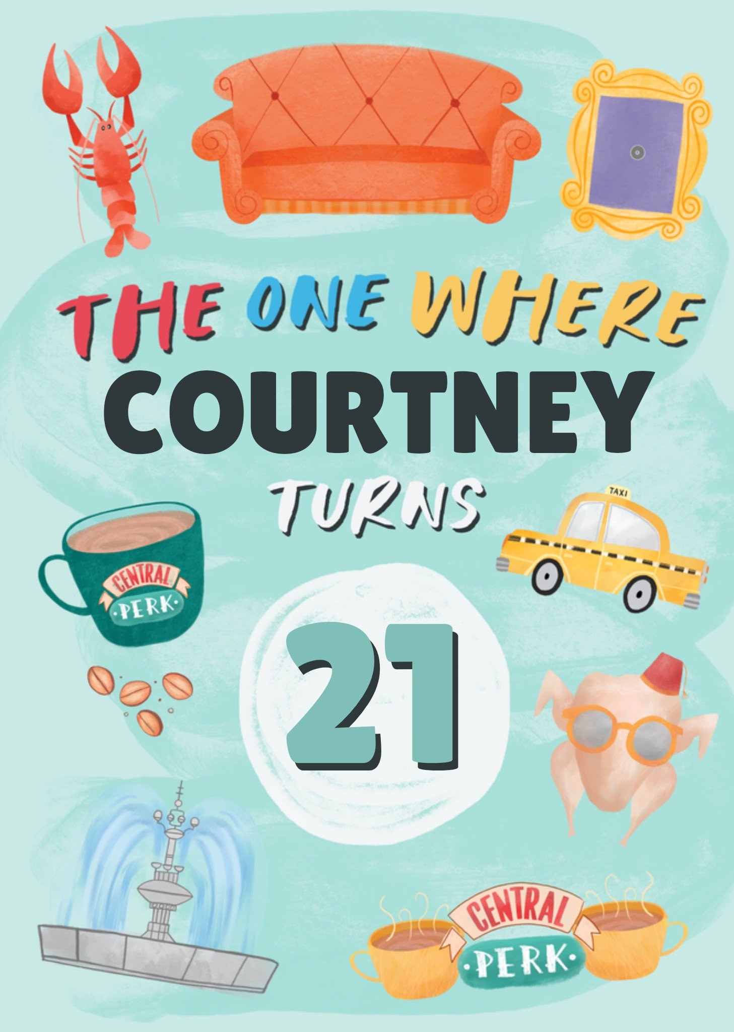 Friends Verjaardagskaart Aanpasbare leeftijd Illustraties Kaart Friends televisieserie