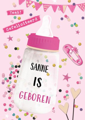 TMS | Geboortekaart | Meisje | Fles