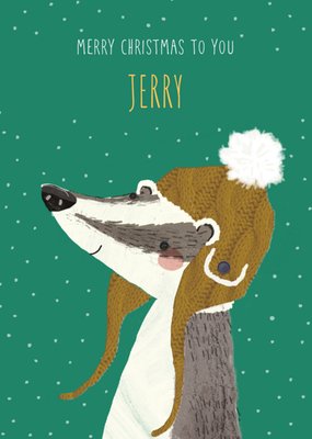 Kerstkaart | UK Greetings | Wasbeer | met naam