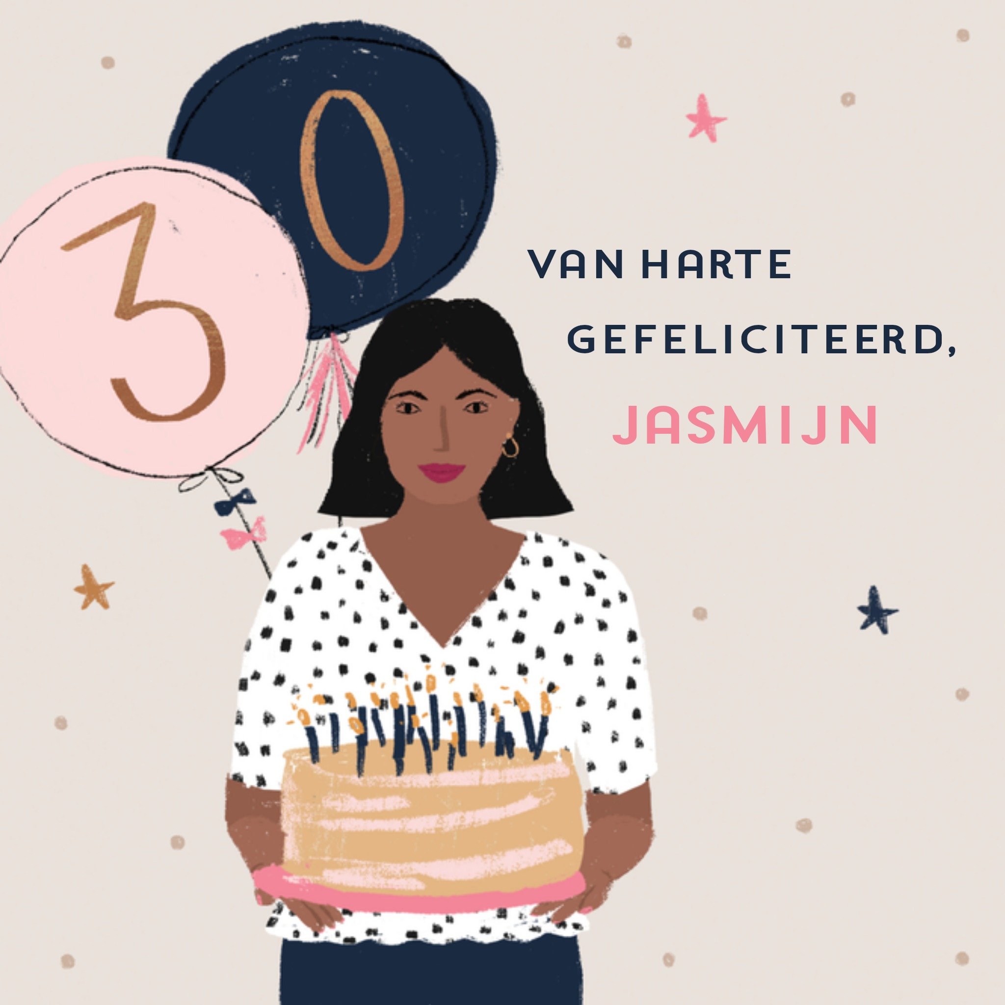 Verjaardagskaart Moonpig Illustratie Naam Vierkante Kaart Greetz