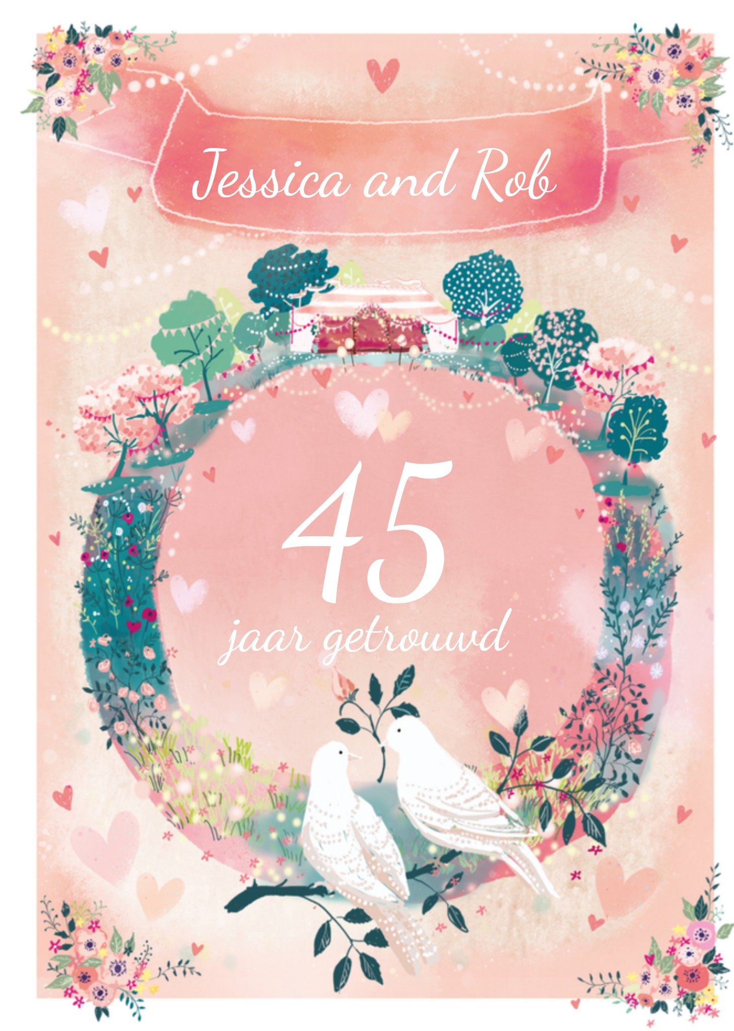 Huwelijksjubileum met naam Kaart Ling Design