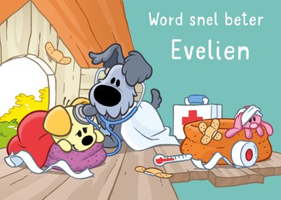 Woezel en Pip | Beterschapskaart | Word snel beter (naam)