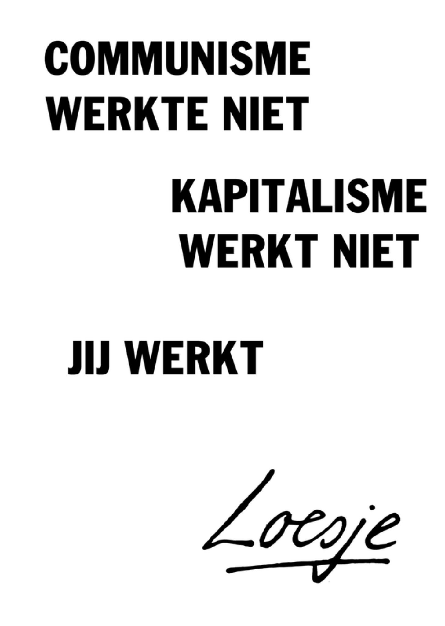 Liefdeskaart jij werkt Kaart Loesje