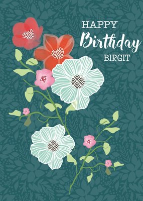 Geïllustreerde Bloemen Verjaardag Kaart