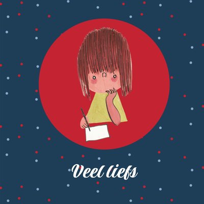 Geïllustreerd Meisje Veel Liefs Kaart