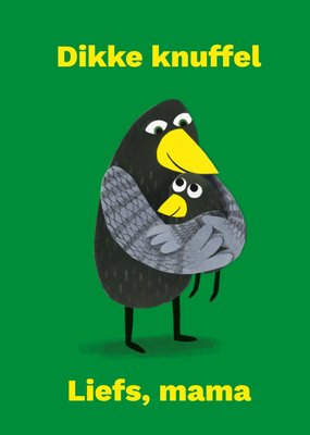 Dikke Knuffel Geïllustreerde Vogels Voor Mama Kaart