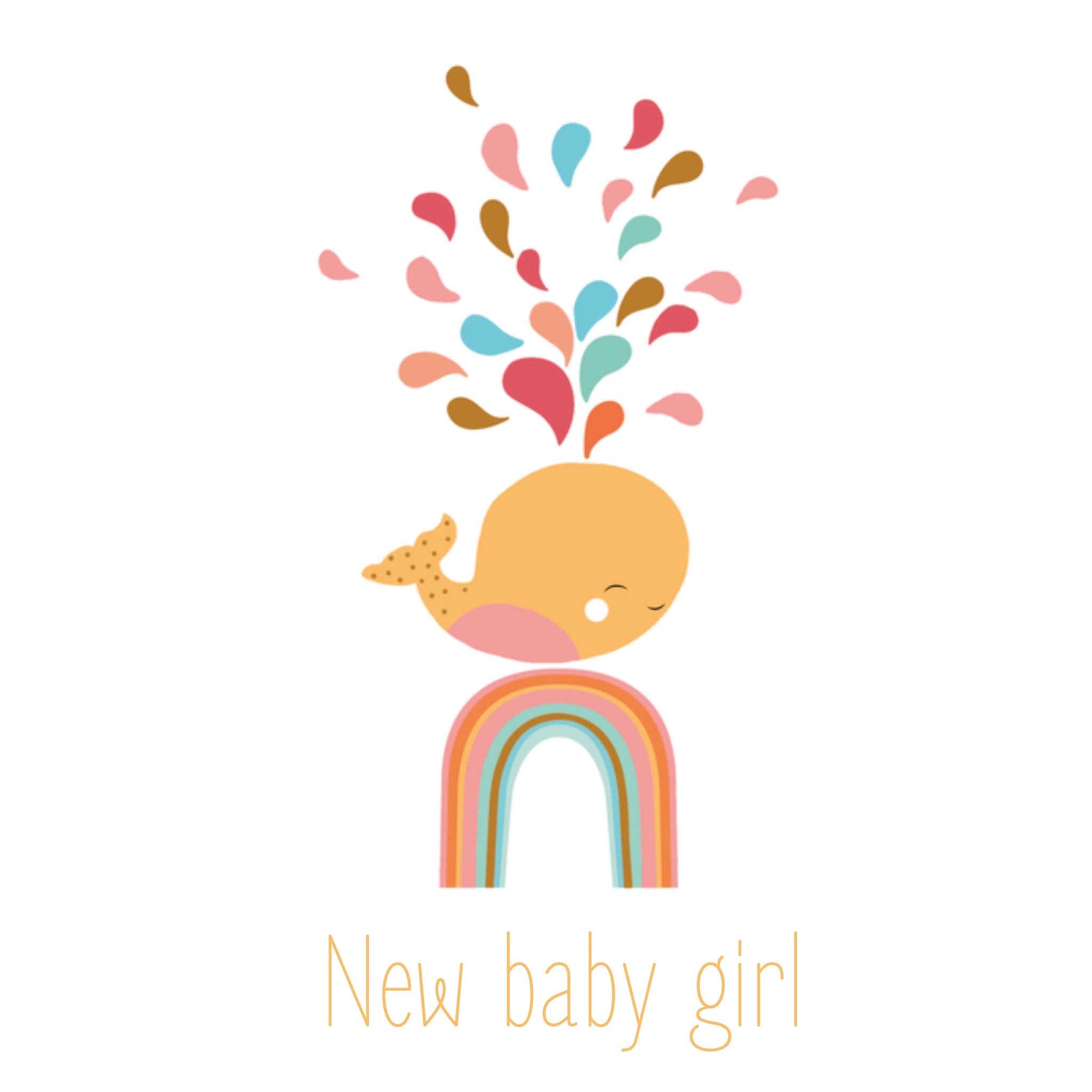 Paperclip Geboortekaart walvis girl Vierkant
