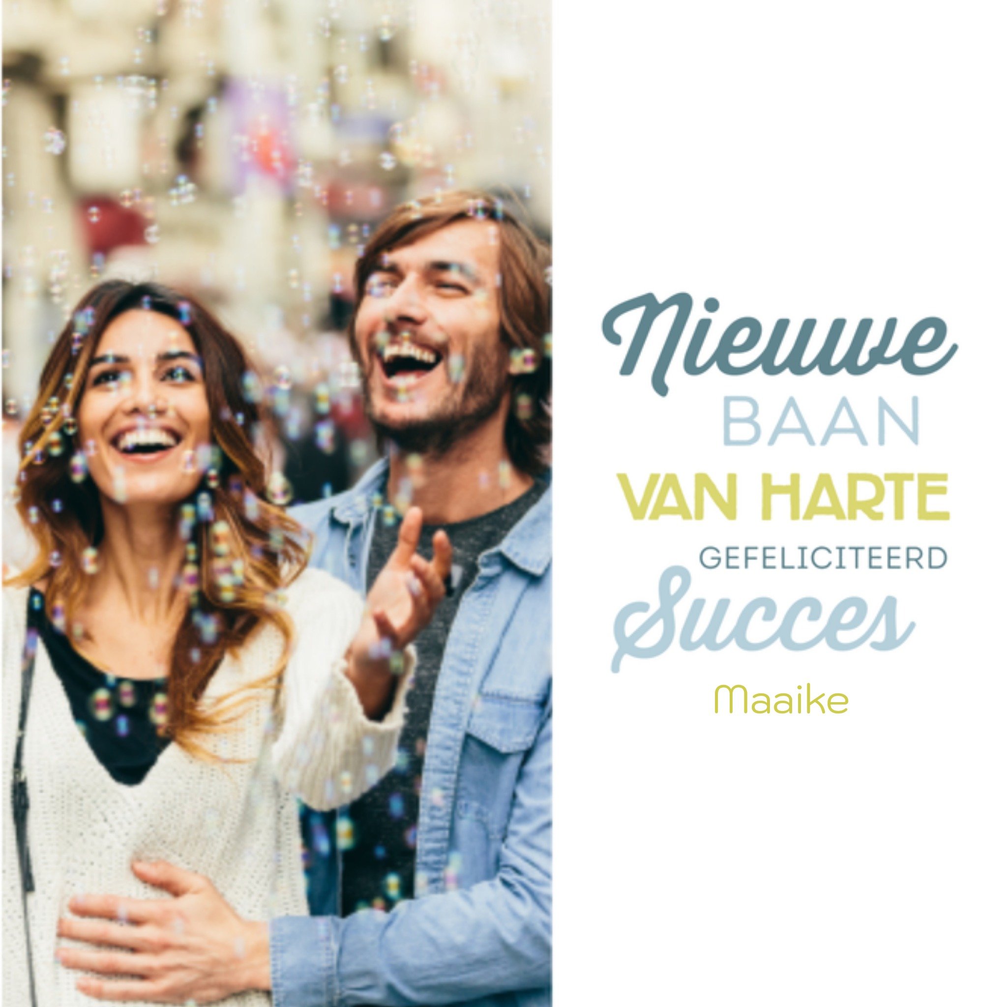 Greetz Nieuwe baan foto met naam Vierkant