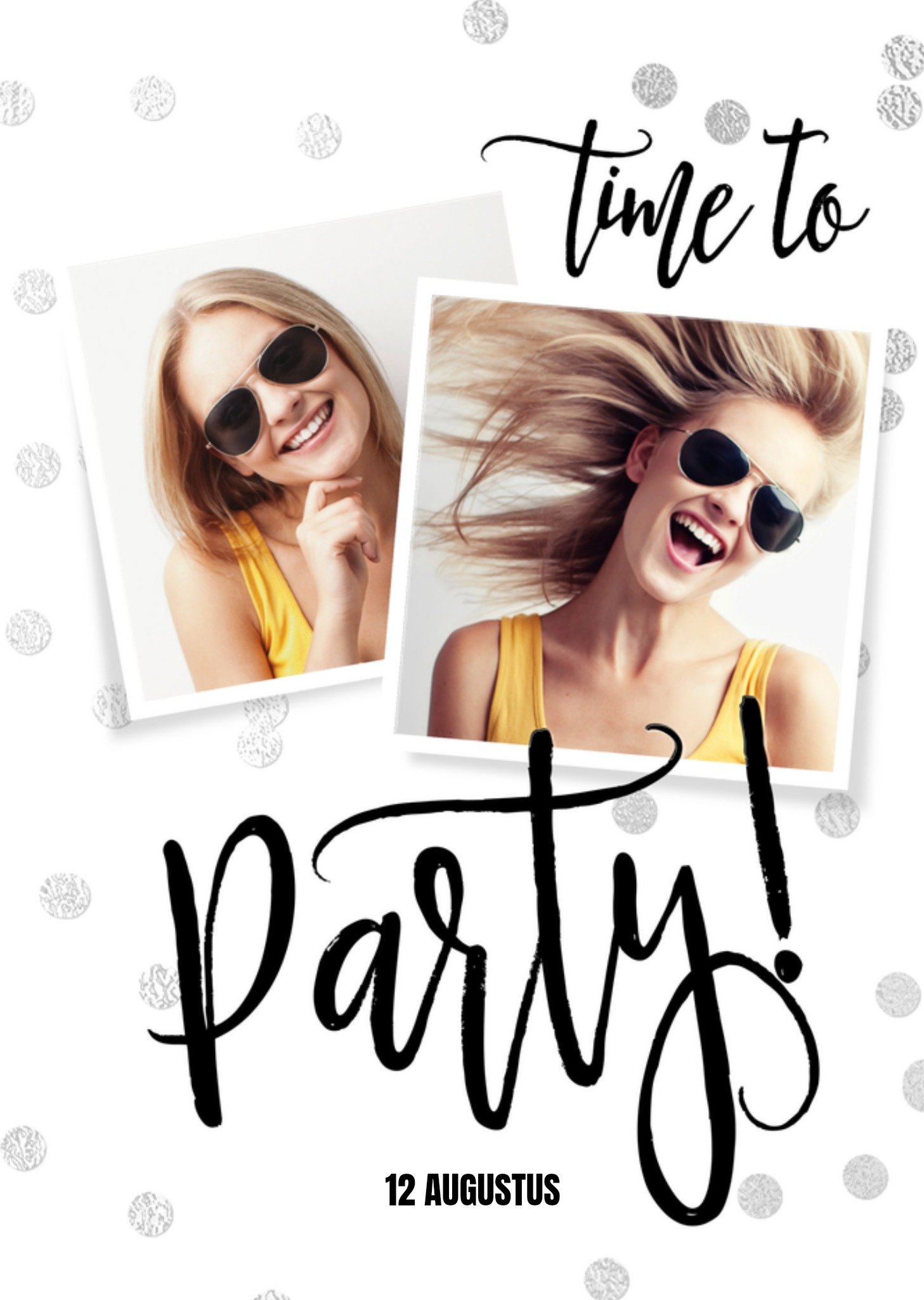 Uitnodiging Verjaardag Foto Confetti Party Kaart Luckz