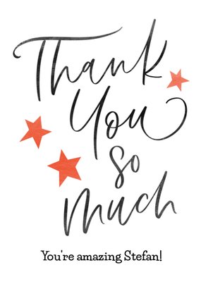 Handlettering Met Sterren Bedankt Kaart