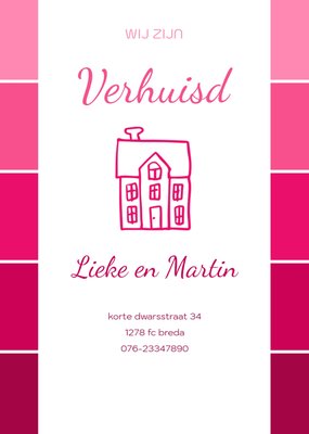 Roze verhuiskaart