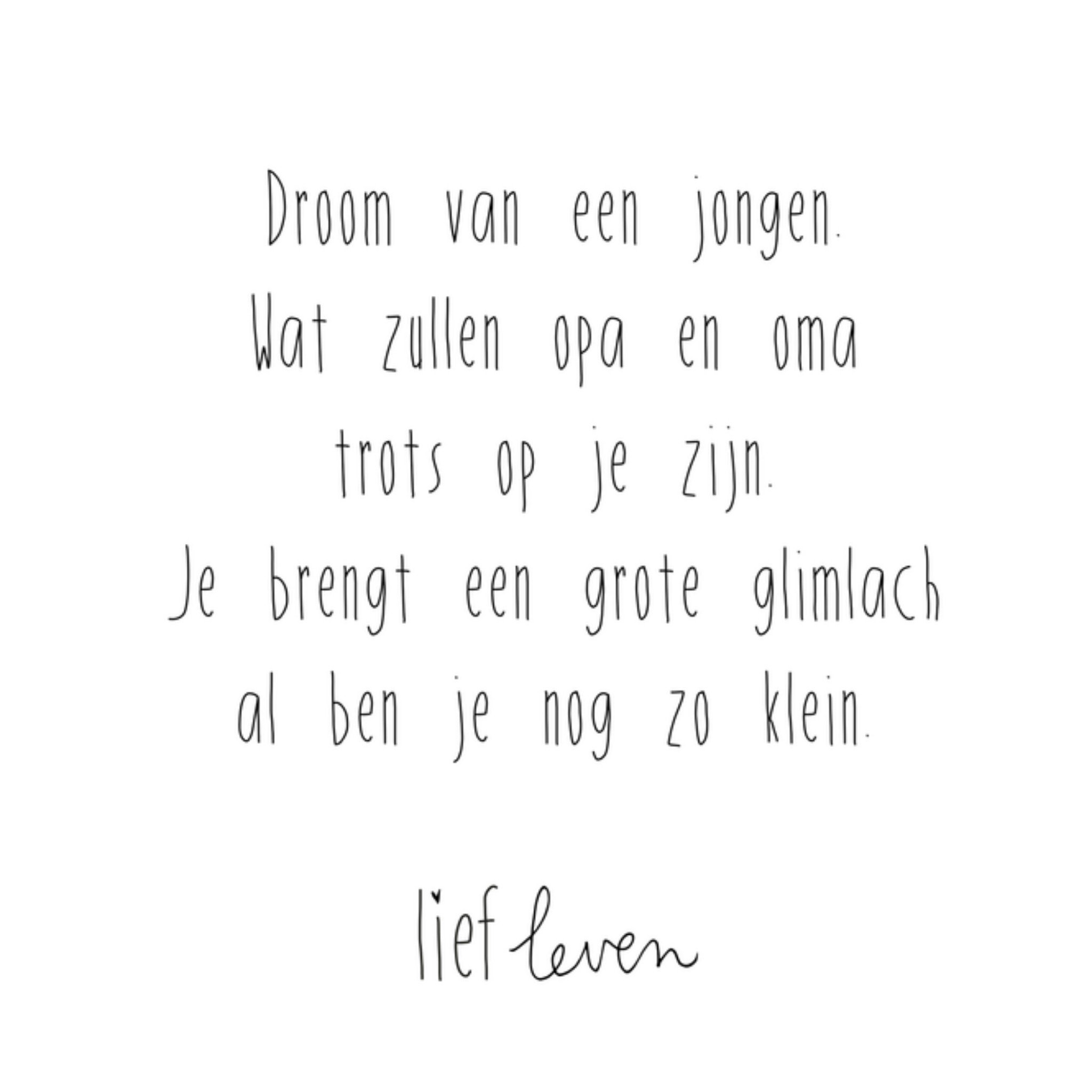 Geboortekaart kleinzoontje Vierkante Kaart Lief Leven