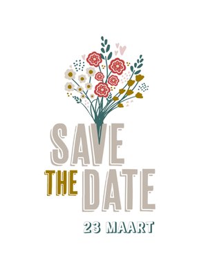 Save The Date Typografisch Geïllustreerde Bloemen 23 Maart Kaart