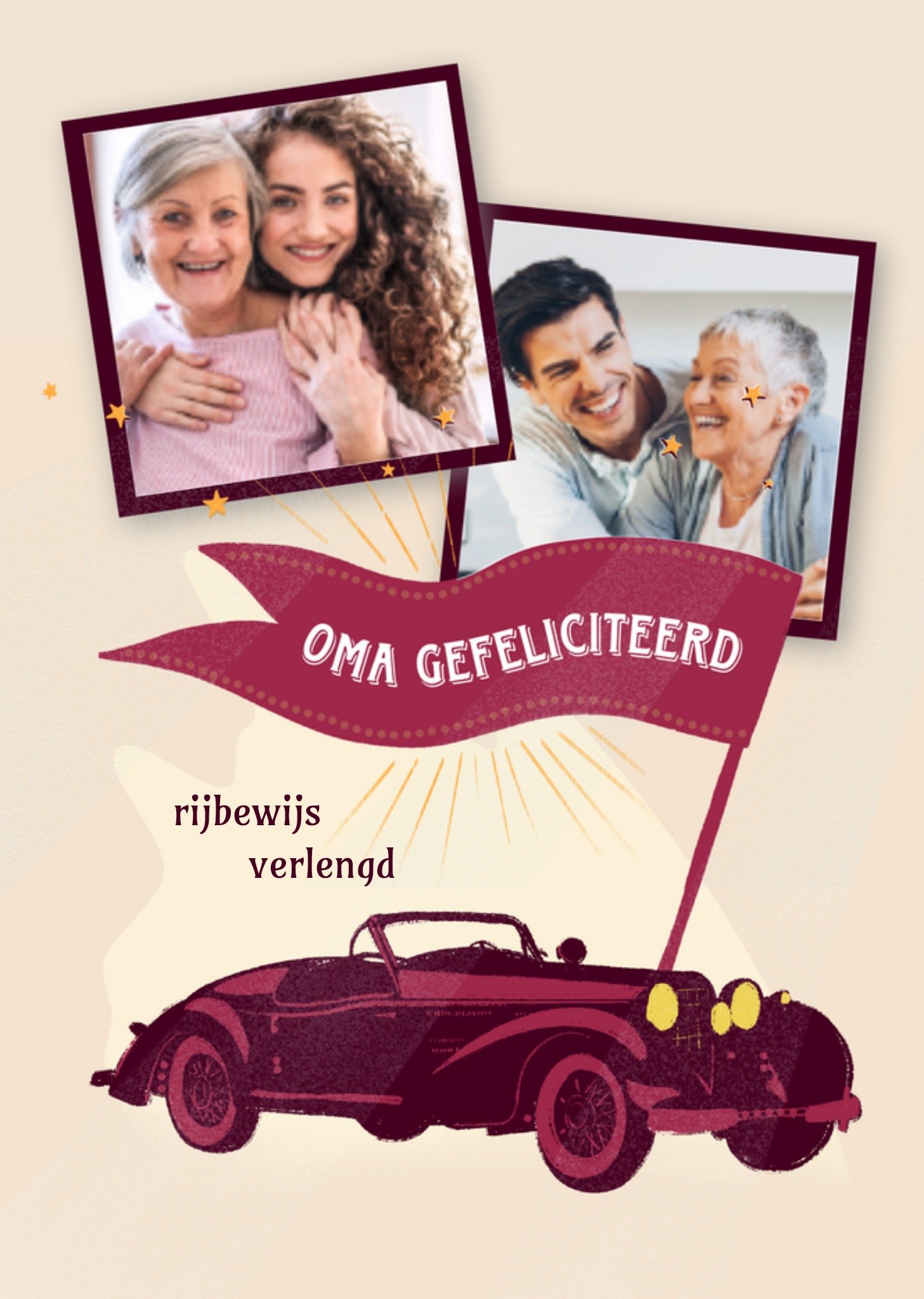 Geslaagd kaart oma auto foto Kaart Greetz