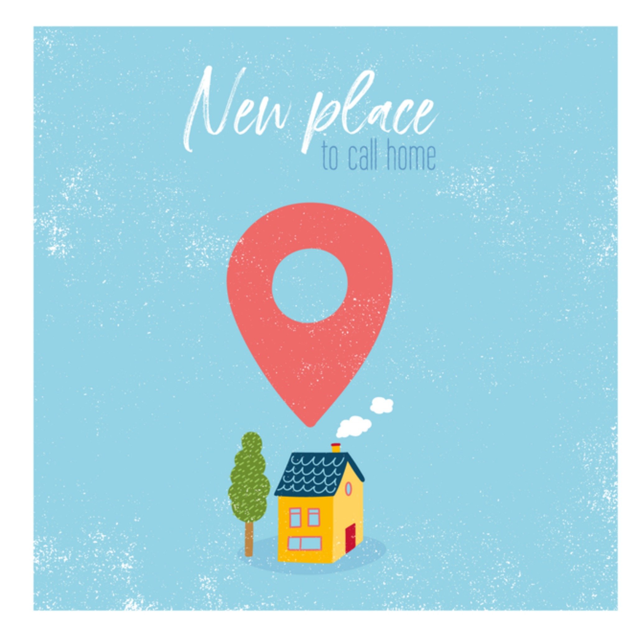 Nieuwe woning Vrolijk Vierkante Kaart Paperclip