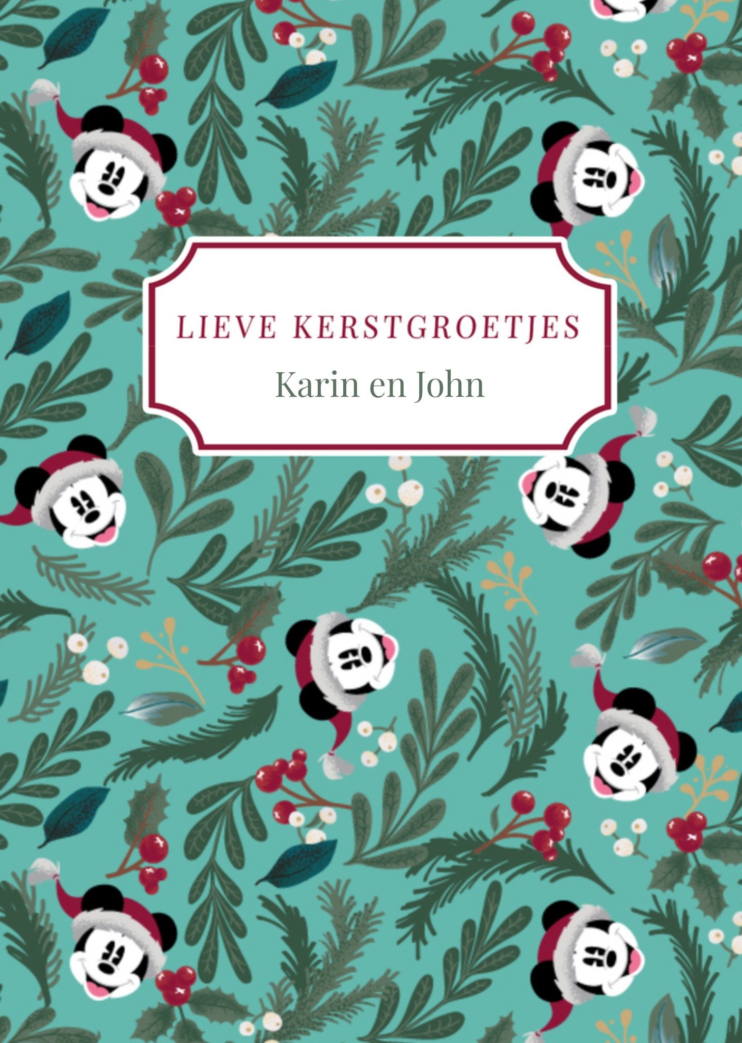 Kerstkaart Mickey Mouse Met naam Disney