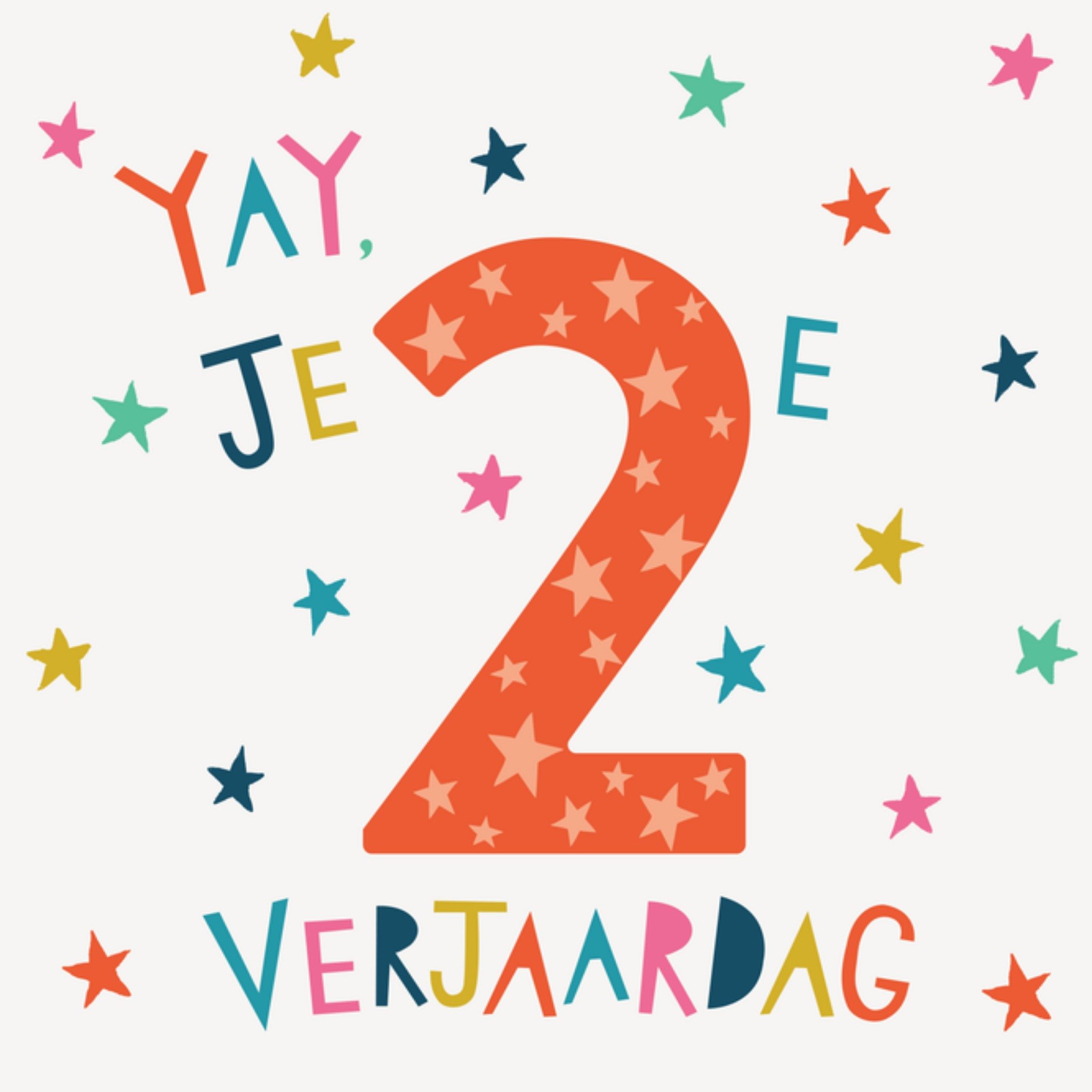 Verjaardagskaart Yay, je 2e verjaardag Vierkante Kaart Dotty Black