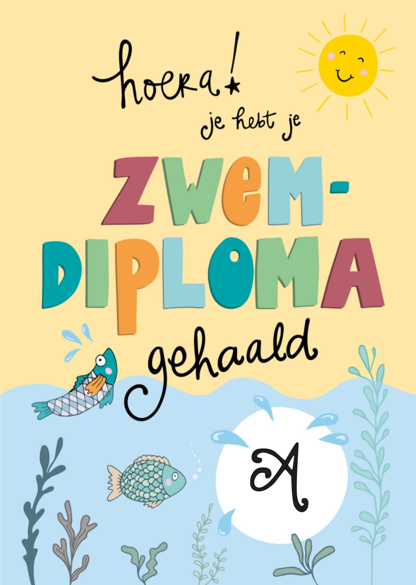 Funny Side Up Zwemdiploma kaart Vissen Standard Card