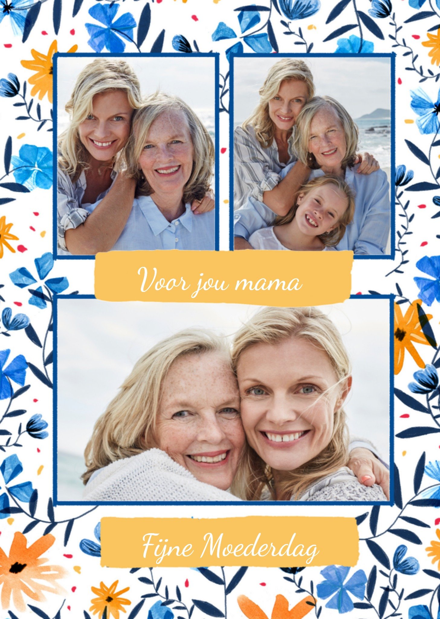 Moederdagkaart blauw bloemen Kaart Greetz