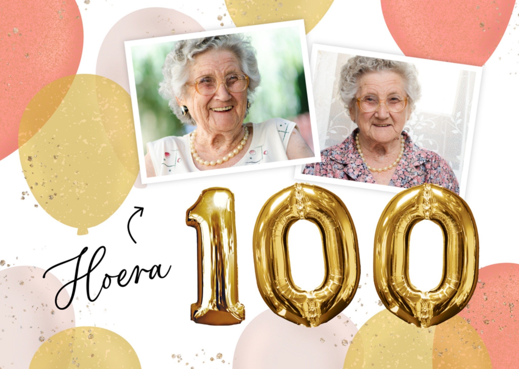 Verjaardagskaart - Hoera 100 - Fotokaart - Aanpasbare tekst