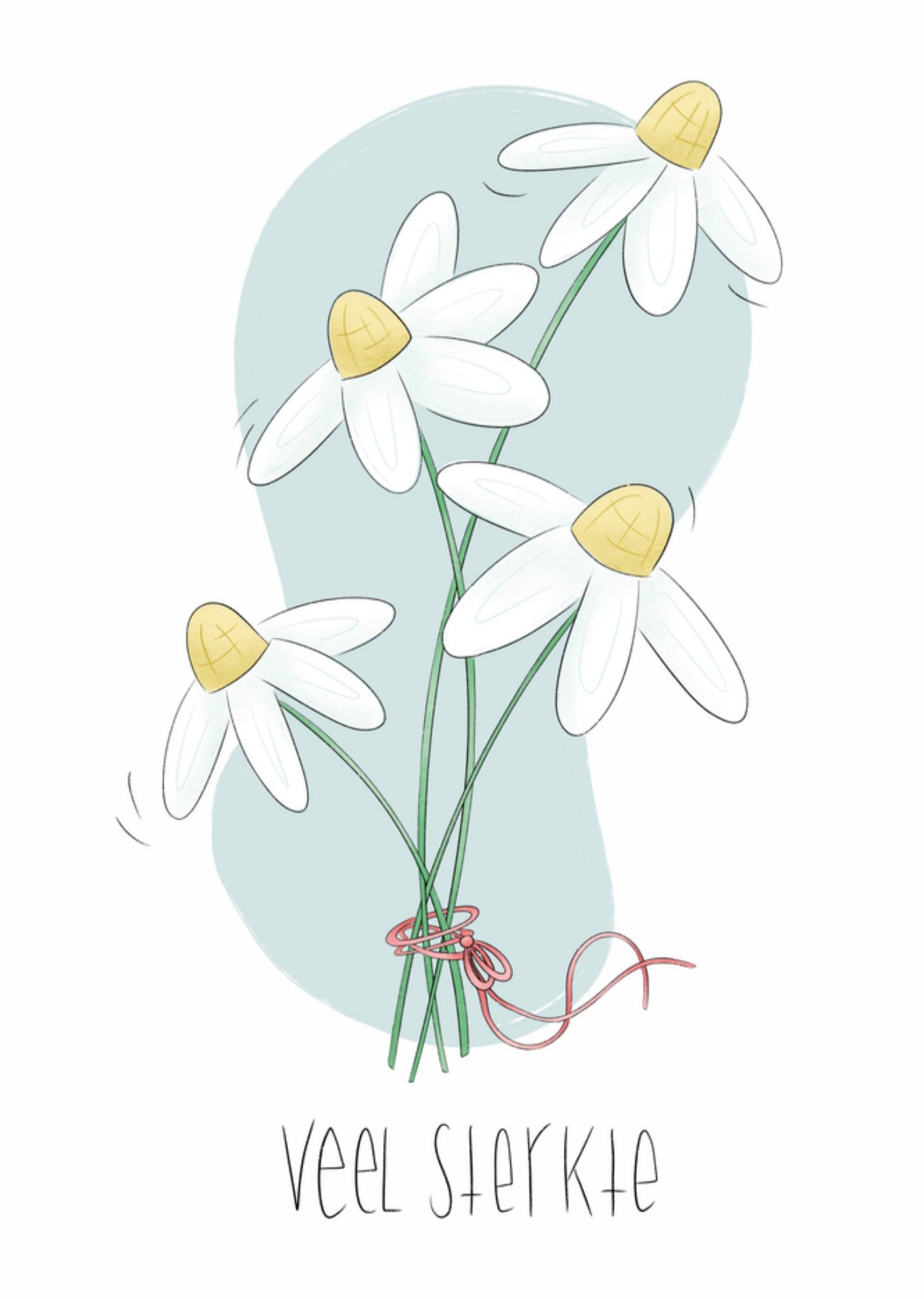 Condoleancekaart Sterkte Bloemen Kaart Studio Fred Illustraties