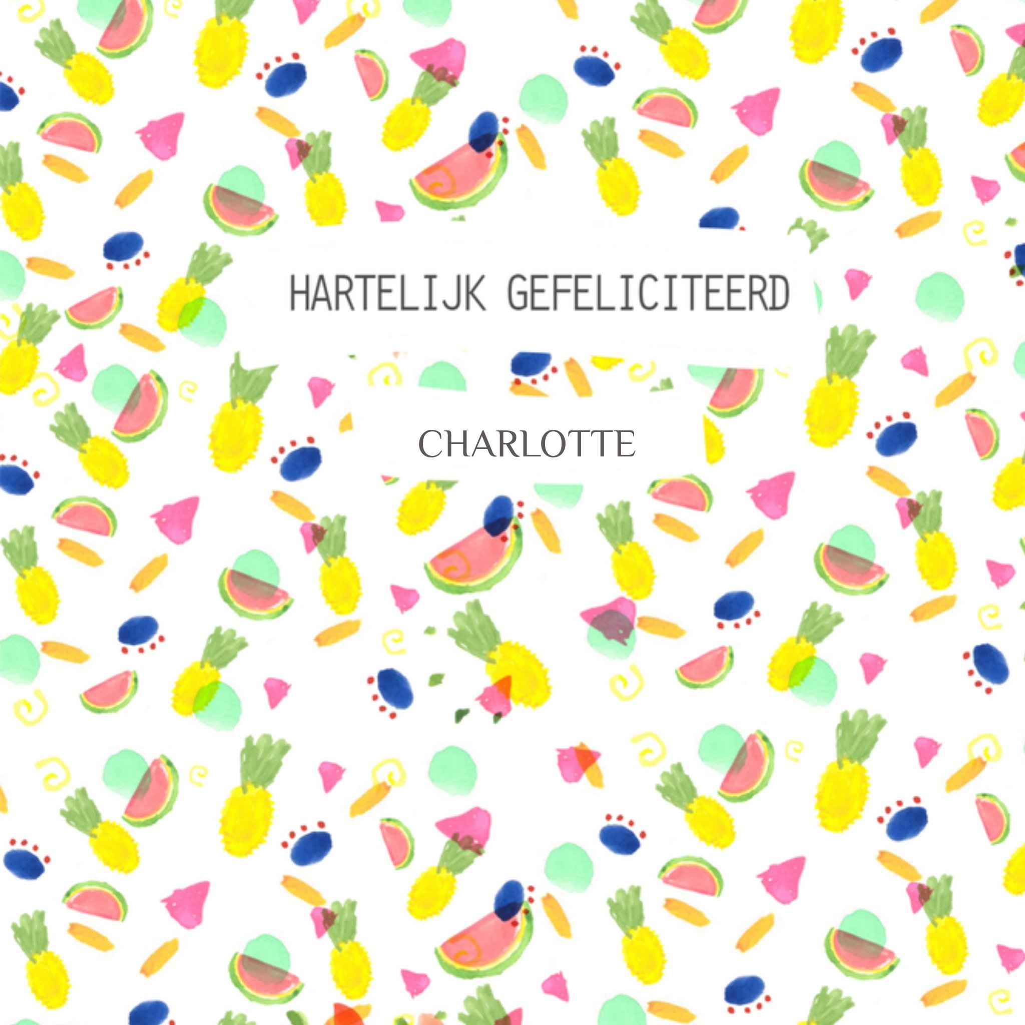 Greetz Verjaardagskaart fruit met naam Vierkant