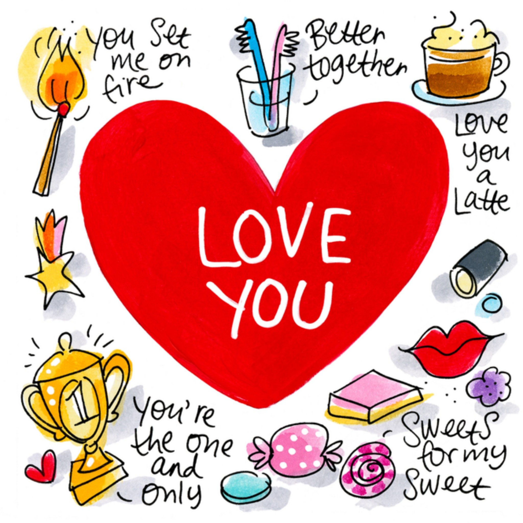 Valentijnskaart illustratie Vierkante Kaart Blond Amsterdam