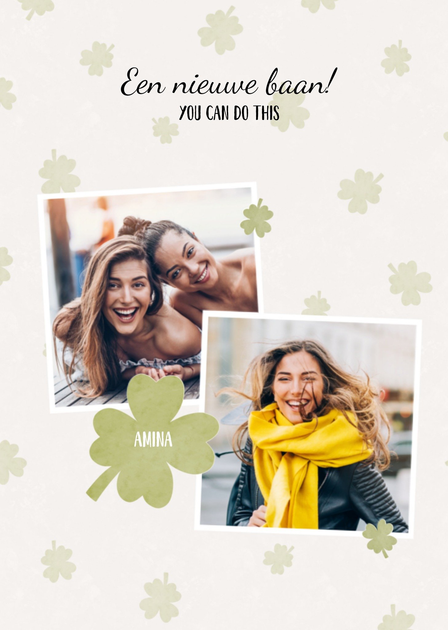 Nieuwe baan kaart fotokaart met naam Kaart Greetz