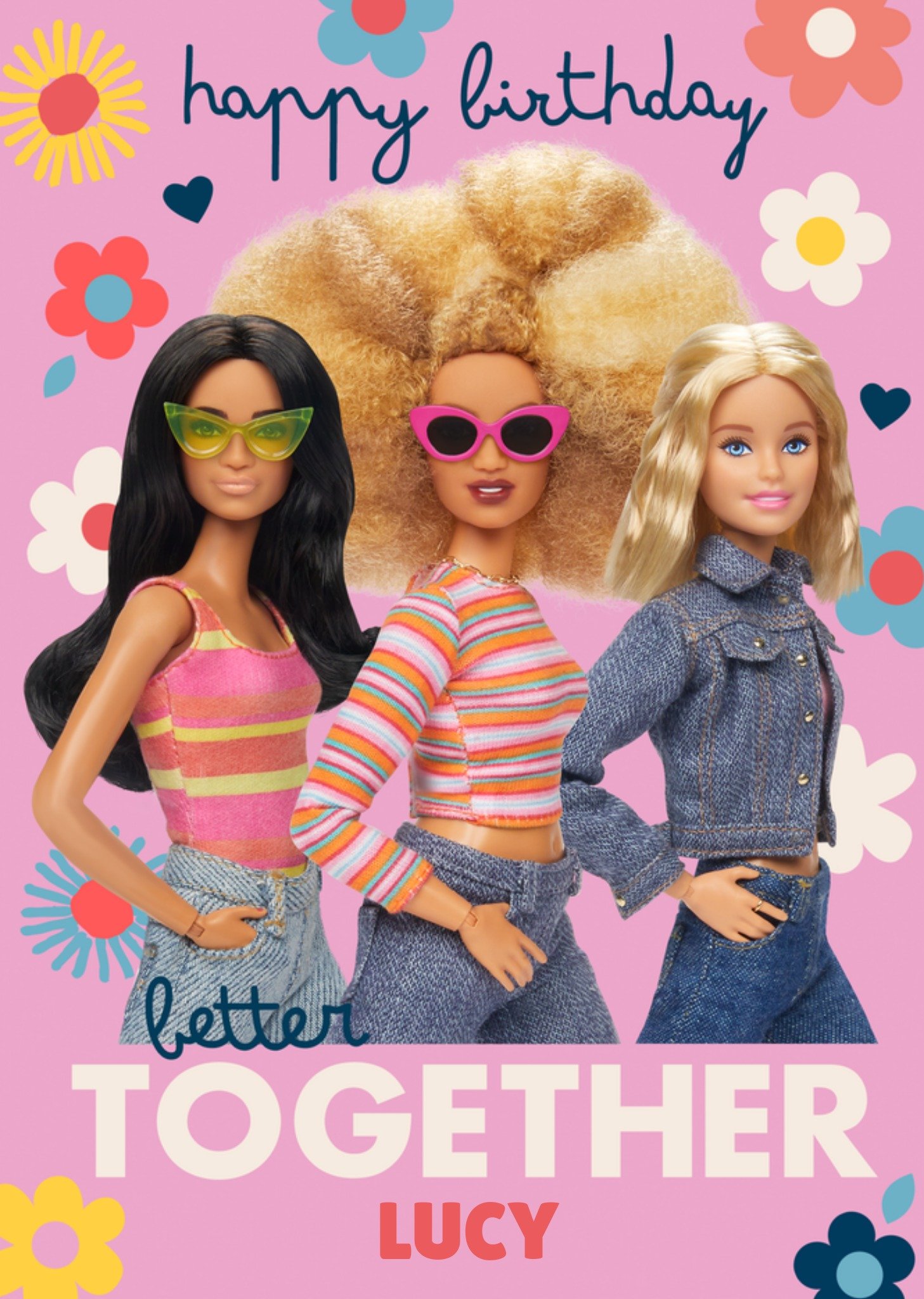 Verjaardagskaart Better together Met naam Kaart Barbie