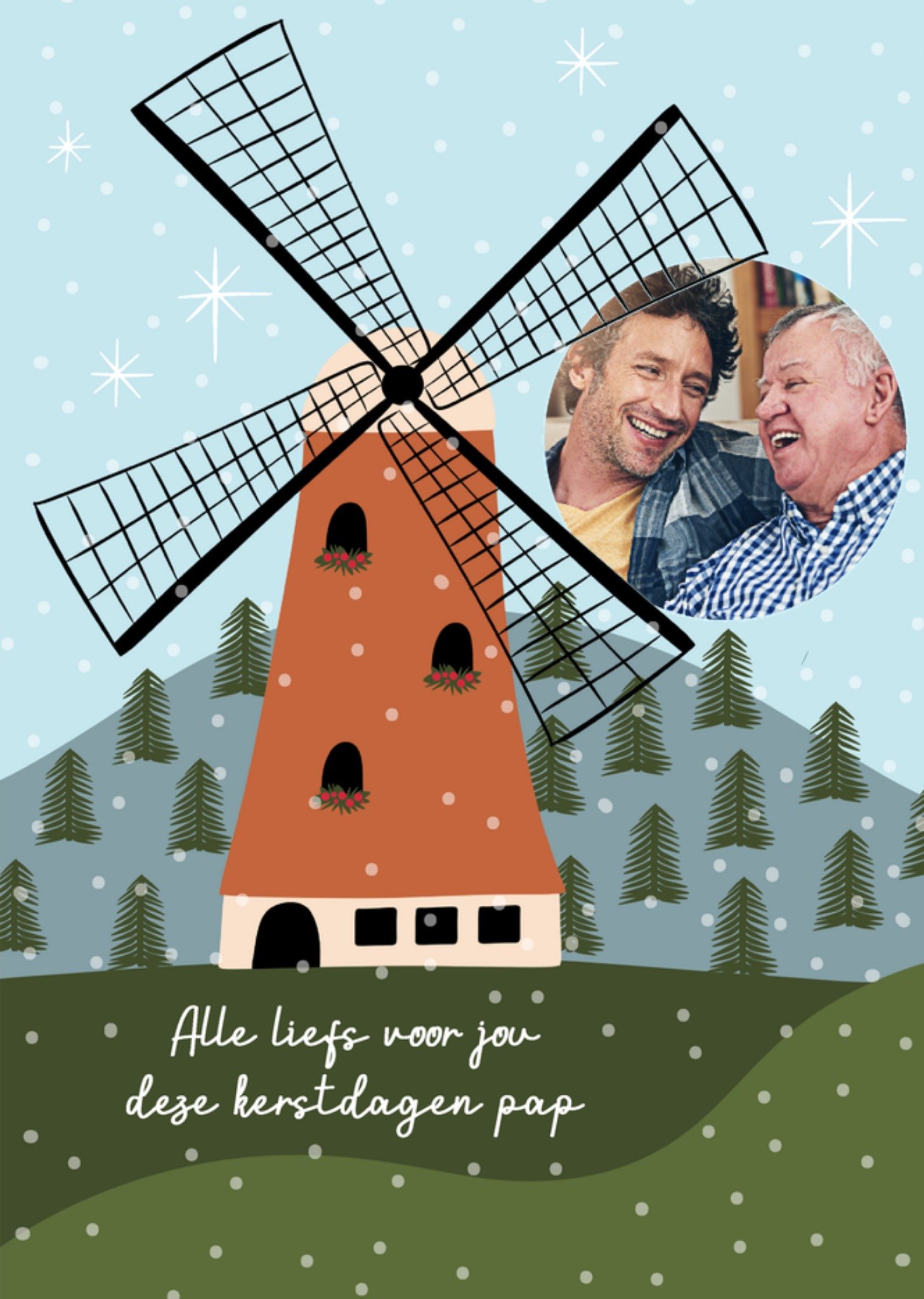 Greetz Kerstkaart Windmolen Pap Standard Card