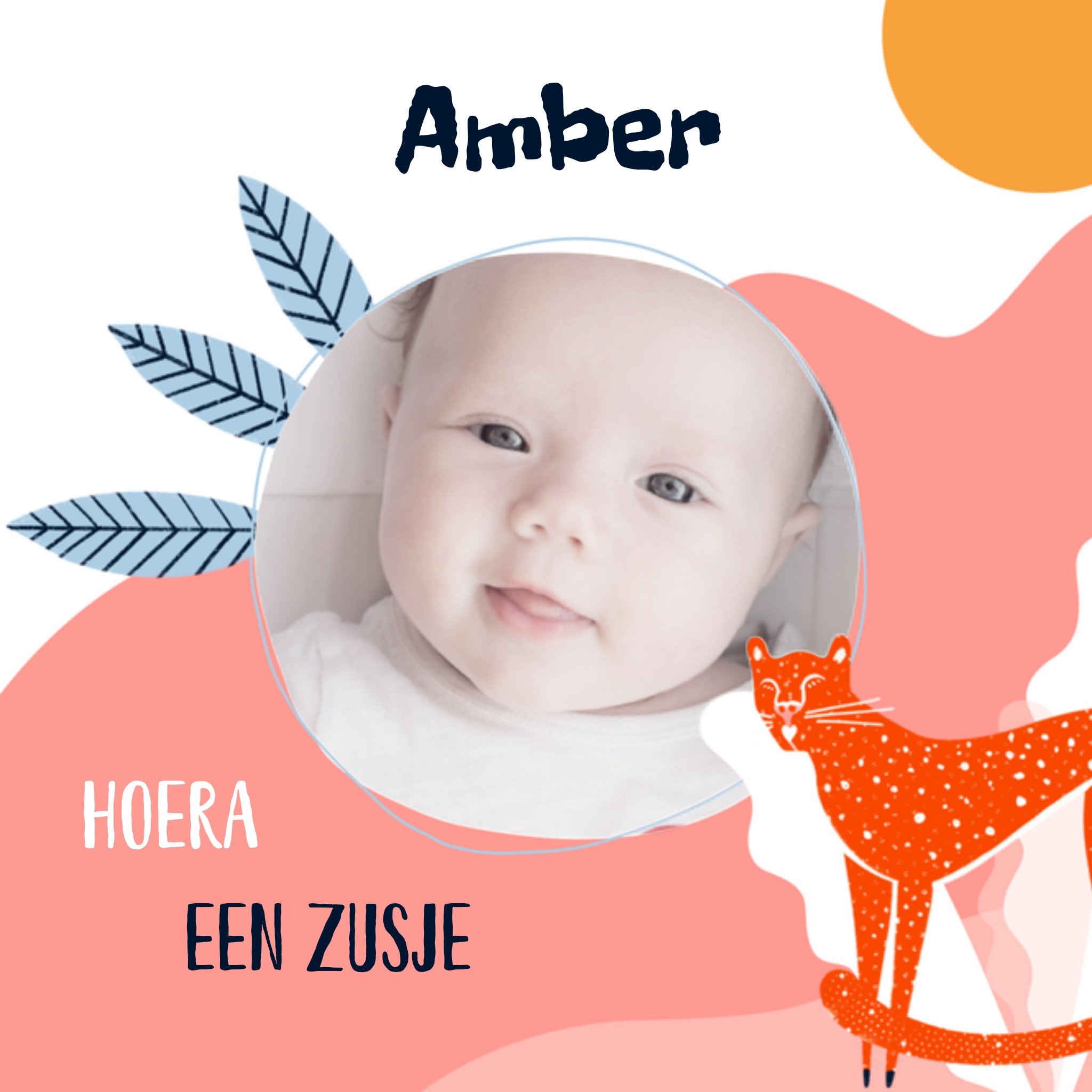 Greetz Geboortekaart Hoera een zusje Vierkant