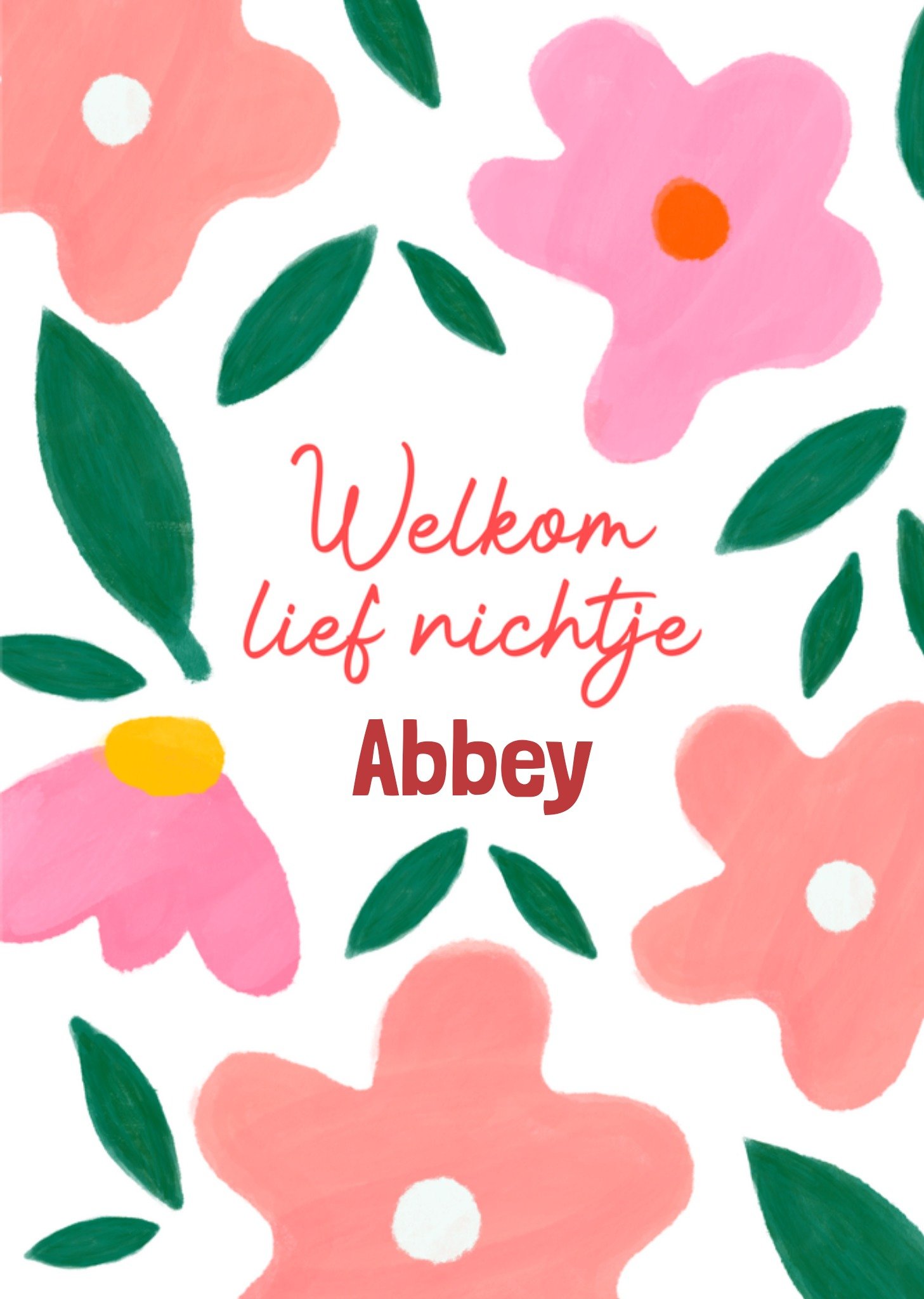 Geboortekaart Nichtje Bloemen Kaart Greetz