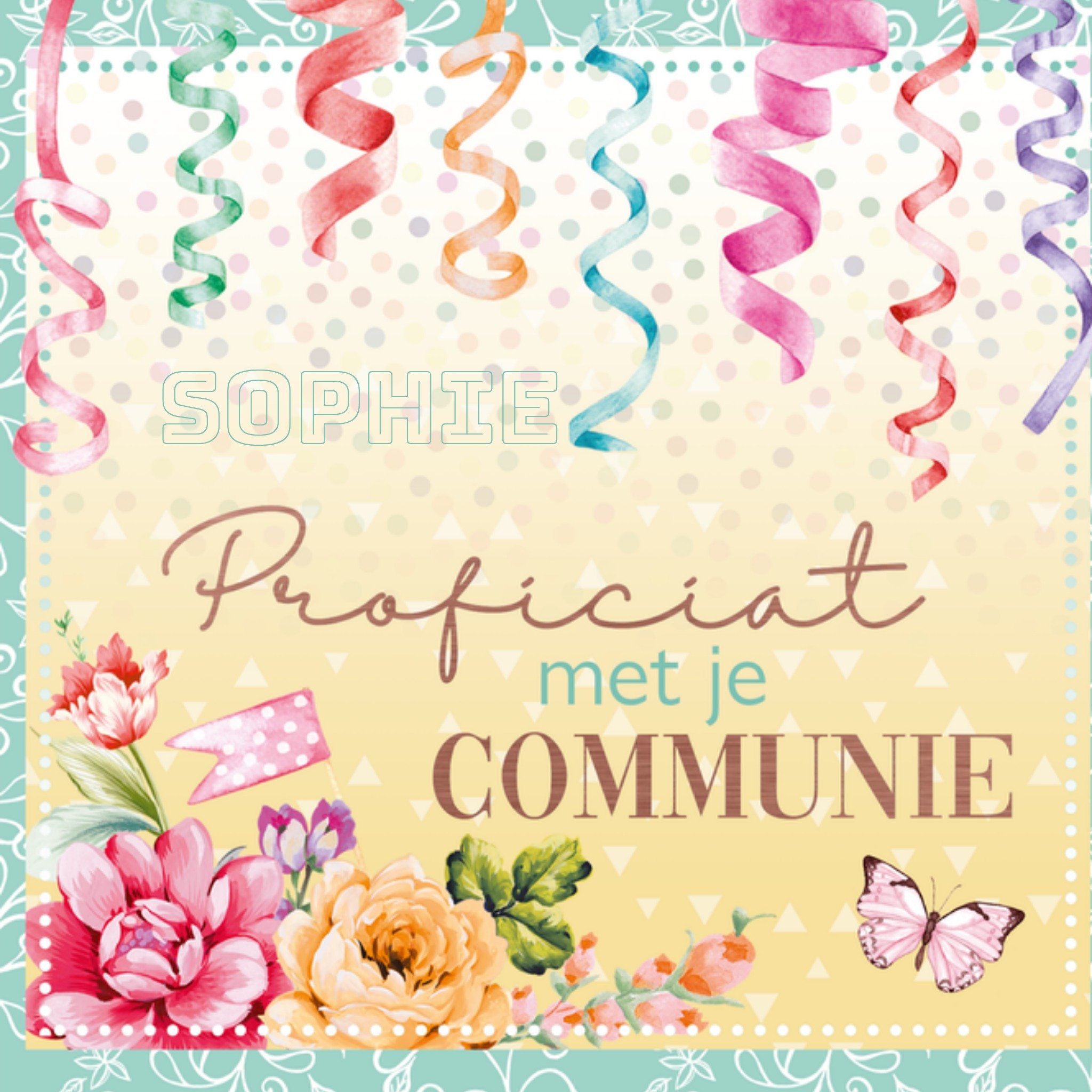 Communie kaart Vlinder Vierkante Kaart Endless Mae