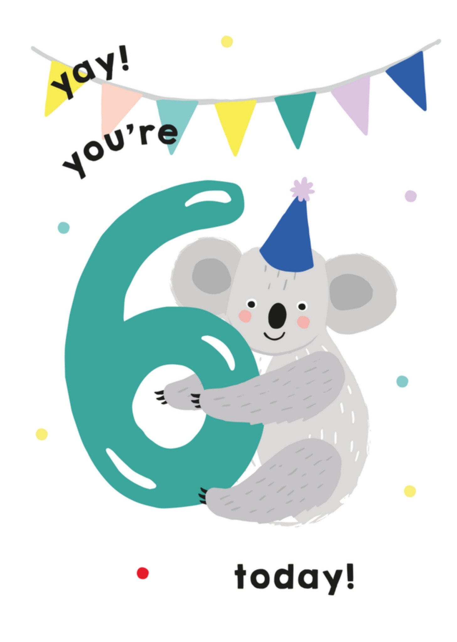 Greetz Verjaardagskaart koala met cijfer 6 Standard Card