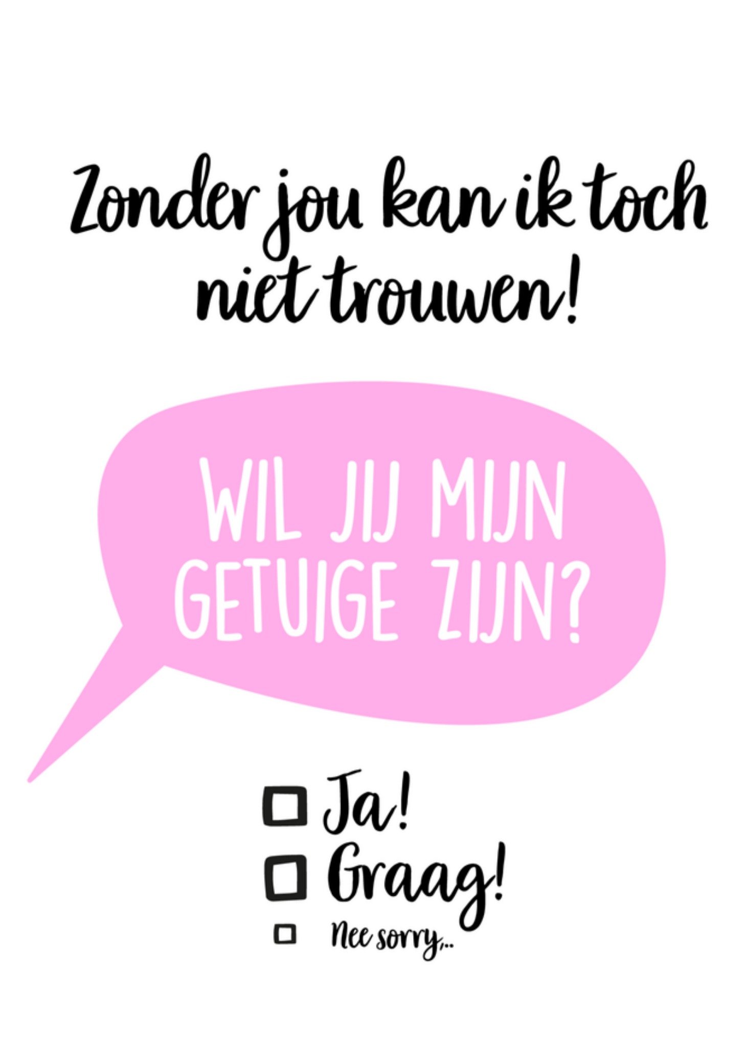 Huwelijkskaart Getuige Kaart Liefs Jansje