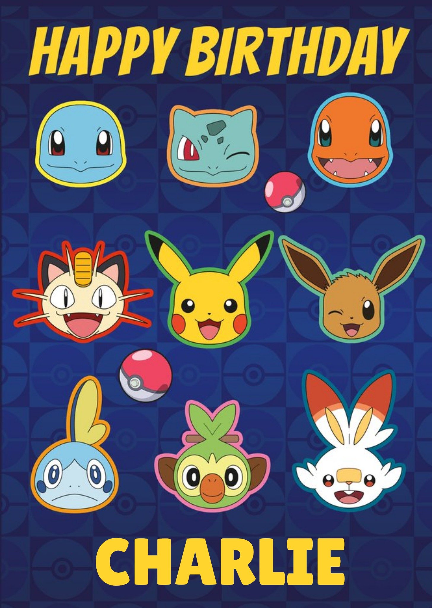 Pokémon - Verjaardagskaart - Karakters - Met naam