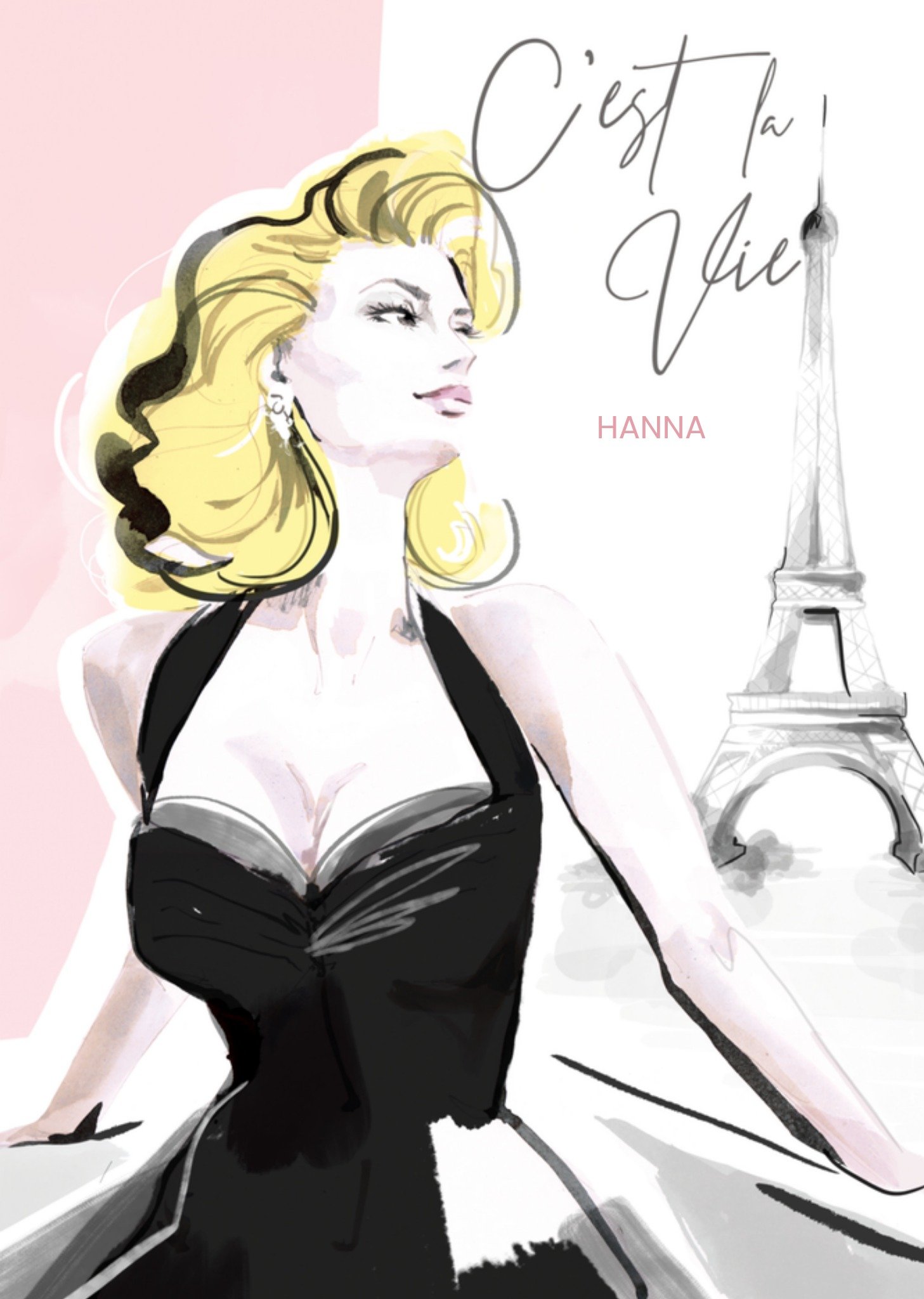 Verjaardagskaart eiffeltoren met naam Greetz