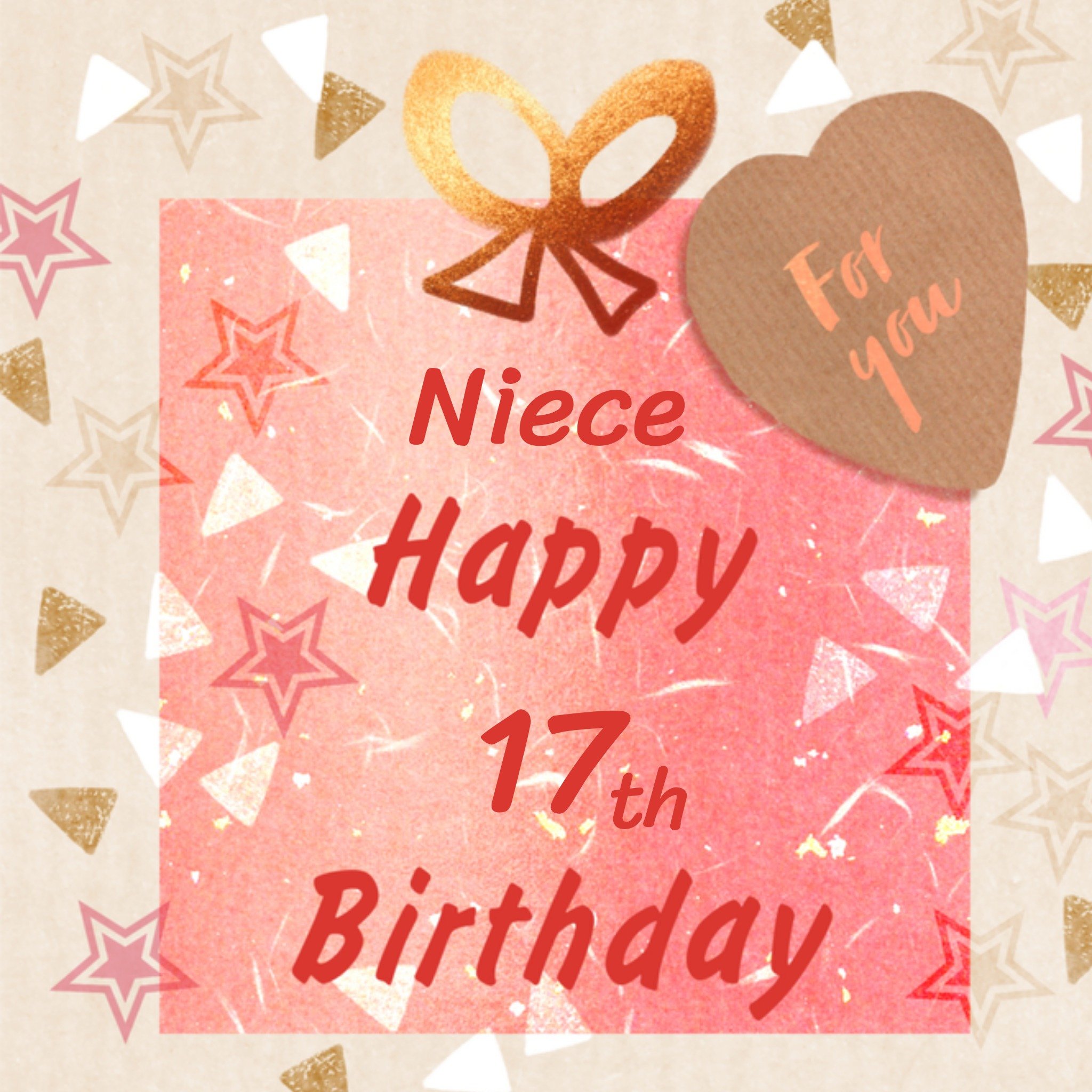 Greetz Verjaardagskaart Niece happy 17th Vierkant