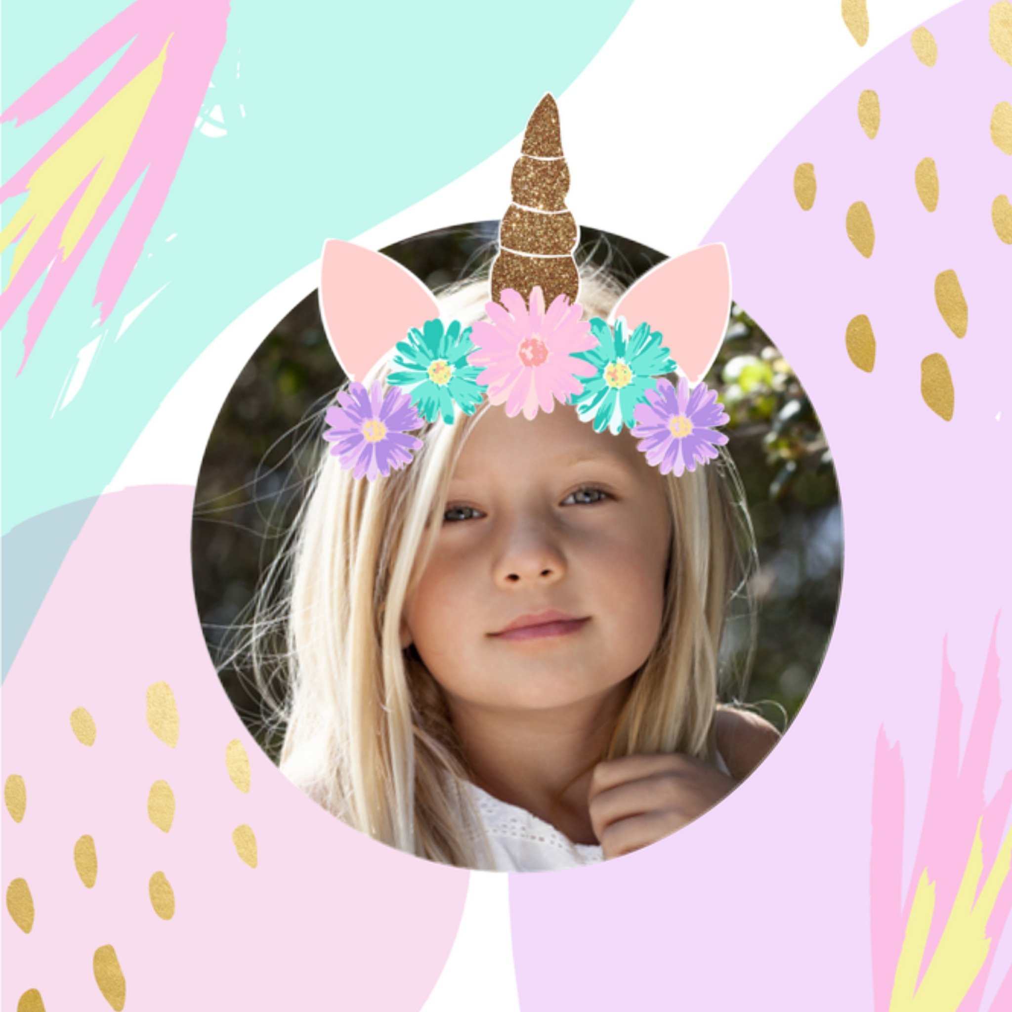 Greetz Verjaardagkaart Unicorn Met foto Vierkant