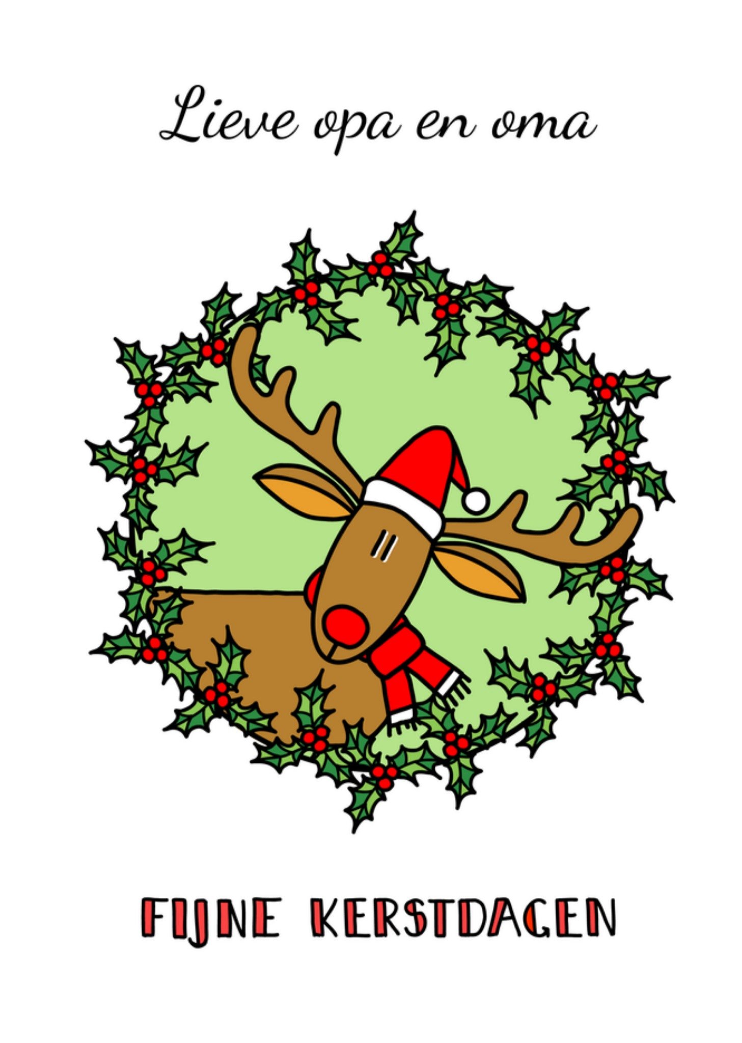 Kerstkaart Opa en Oma YH Tekent