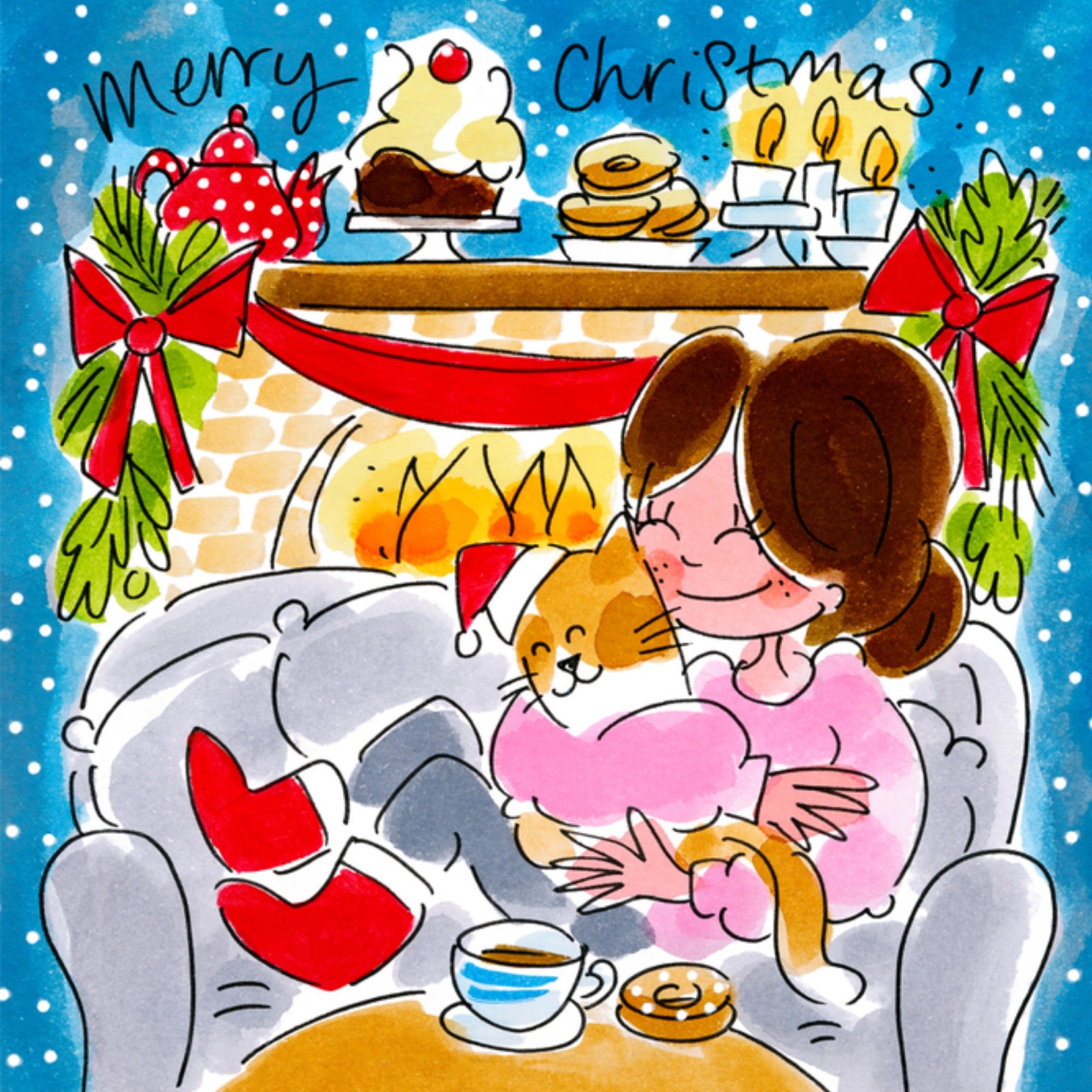 Blond Amsterdam Kerstkaart kat Vierkant