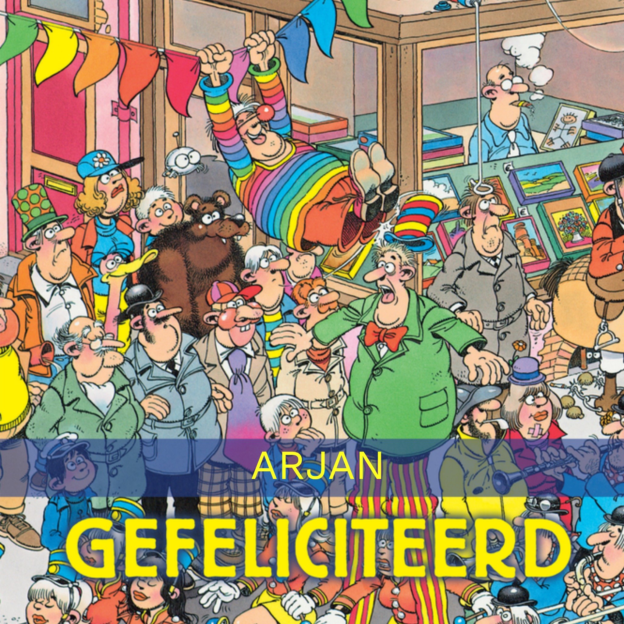 Verjaardagskaart met naam Vierkante Kaart Jan van Haasteren