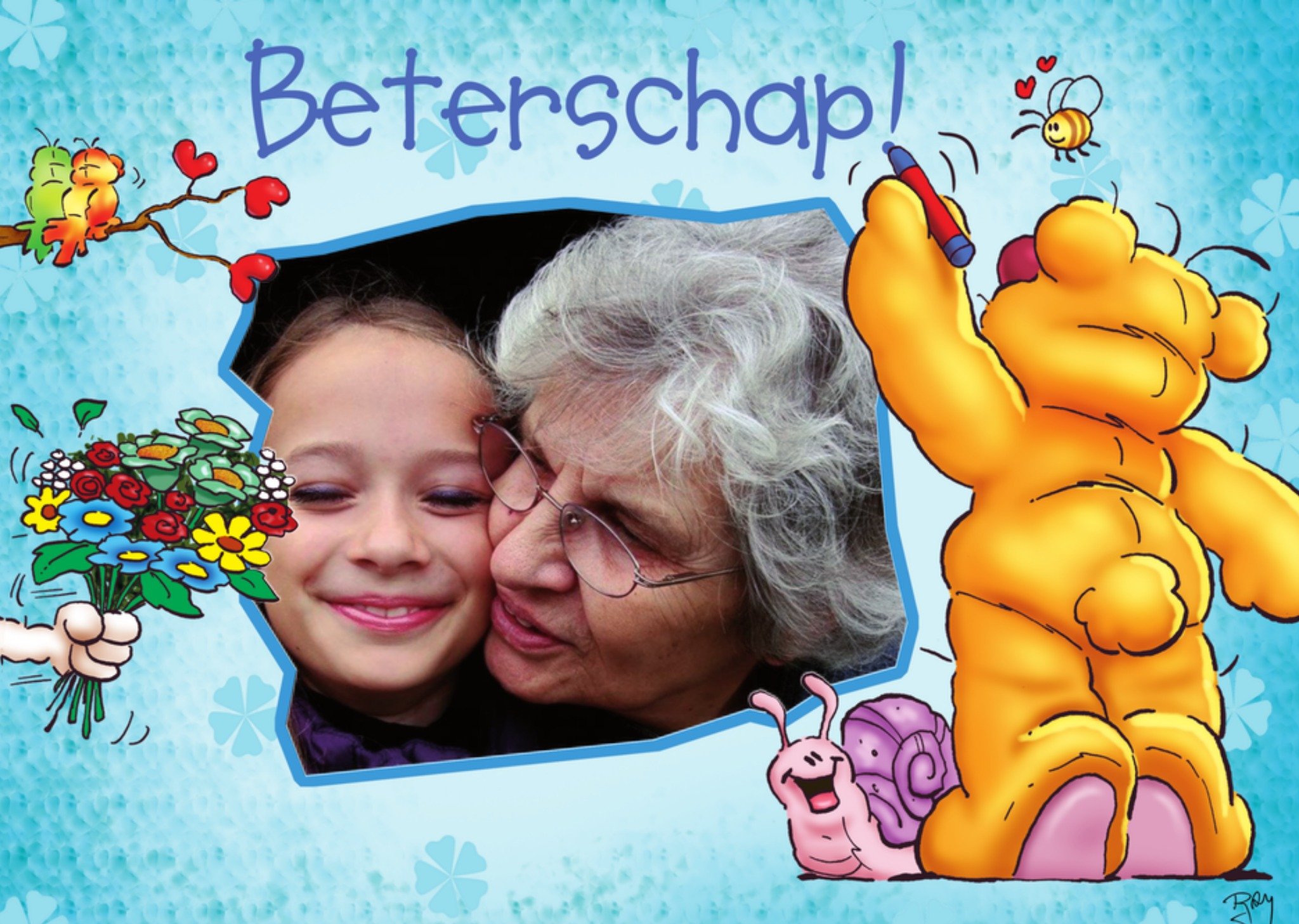 Beterschapskaart Beterschap! + foto Kaart Doodles