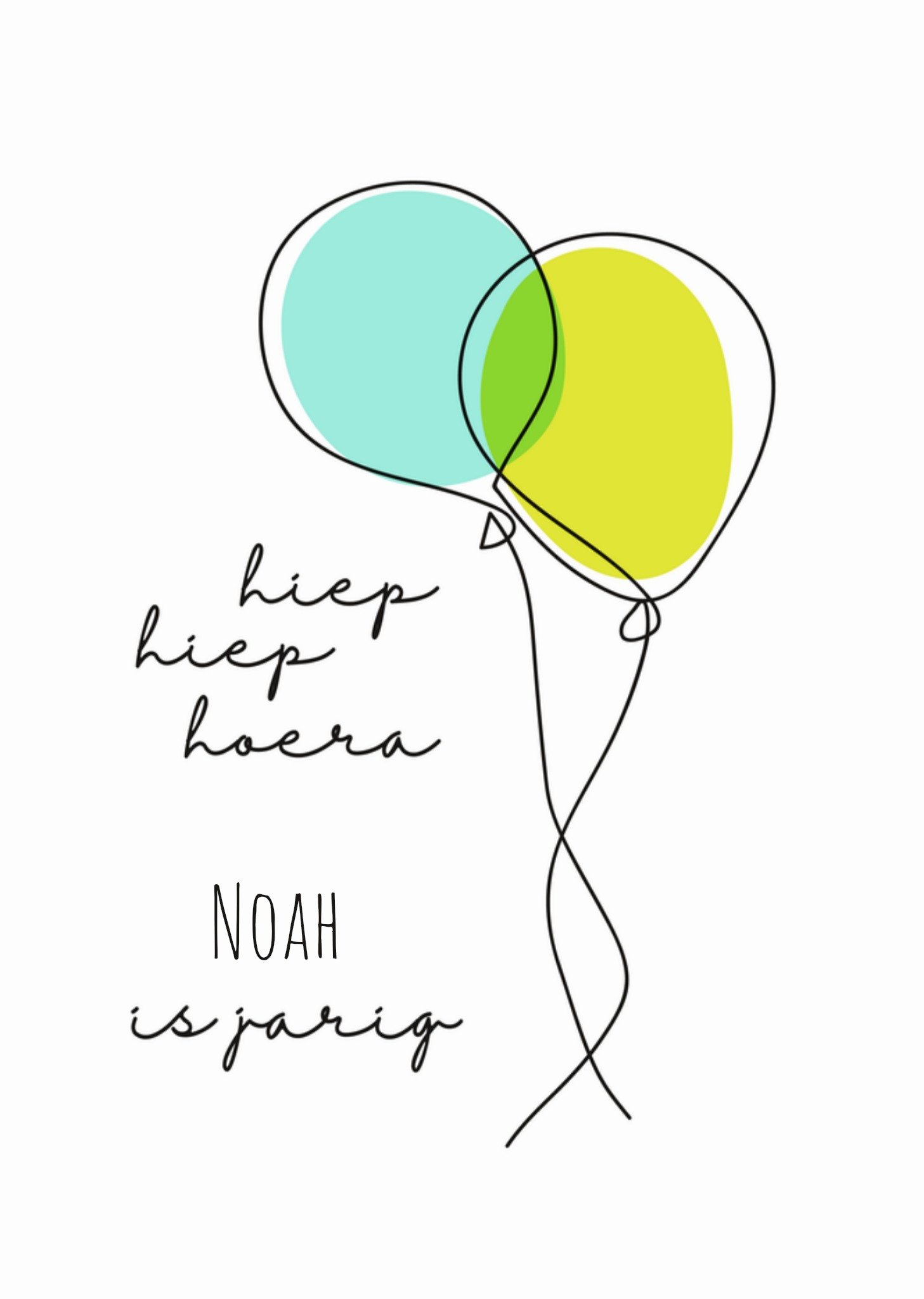 Verjaardagskaart Ballonnen met naam Kaart Paperclip