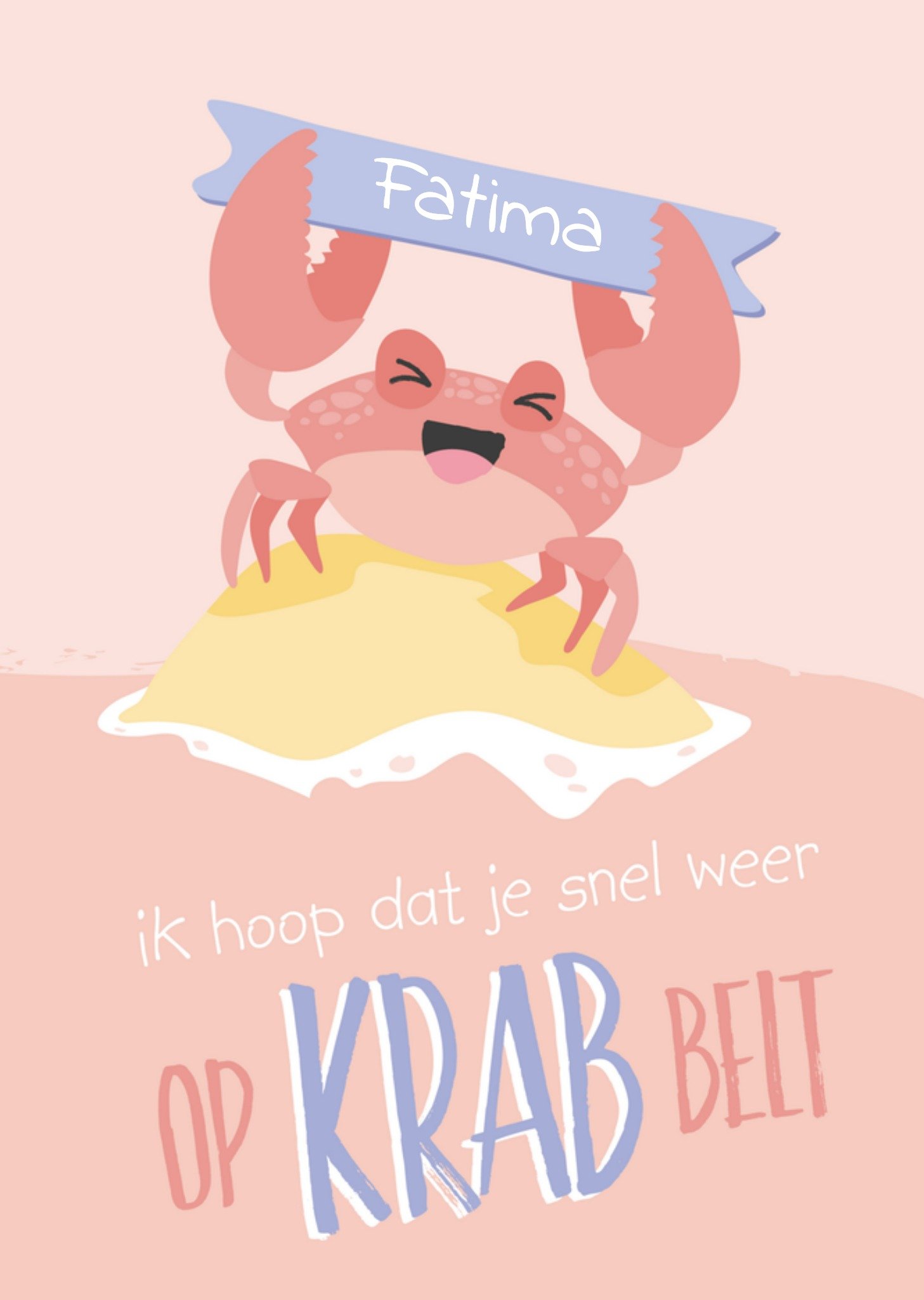 Beterschapskaart Blije krab Kaart Tante Kaartje