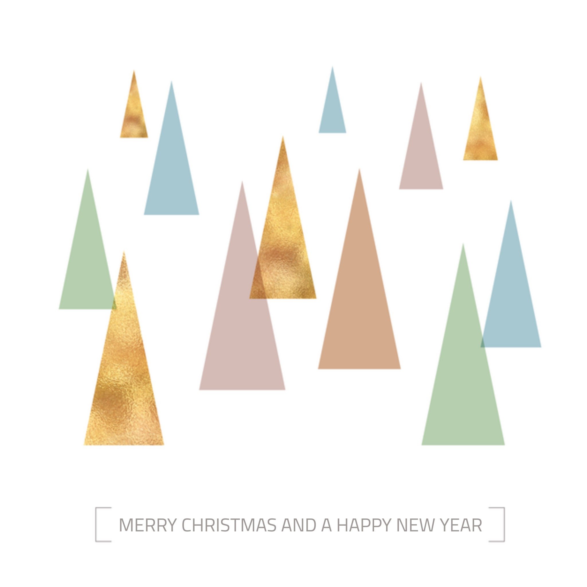 Greetz Kerstkaart Gekleurde kerstbomen Vierkant